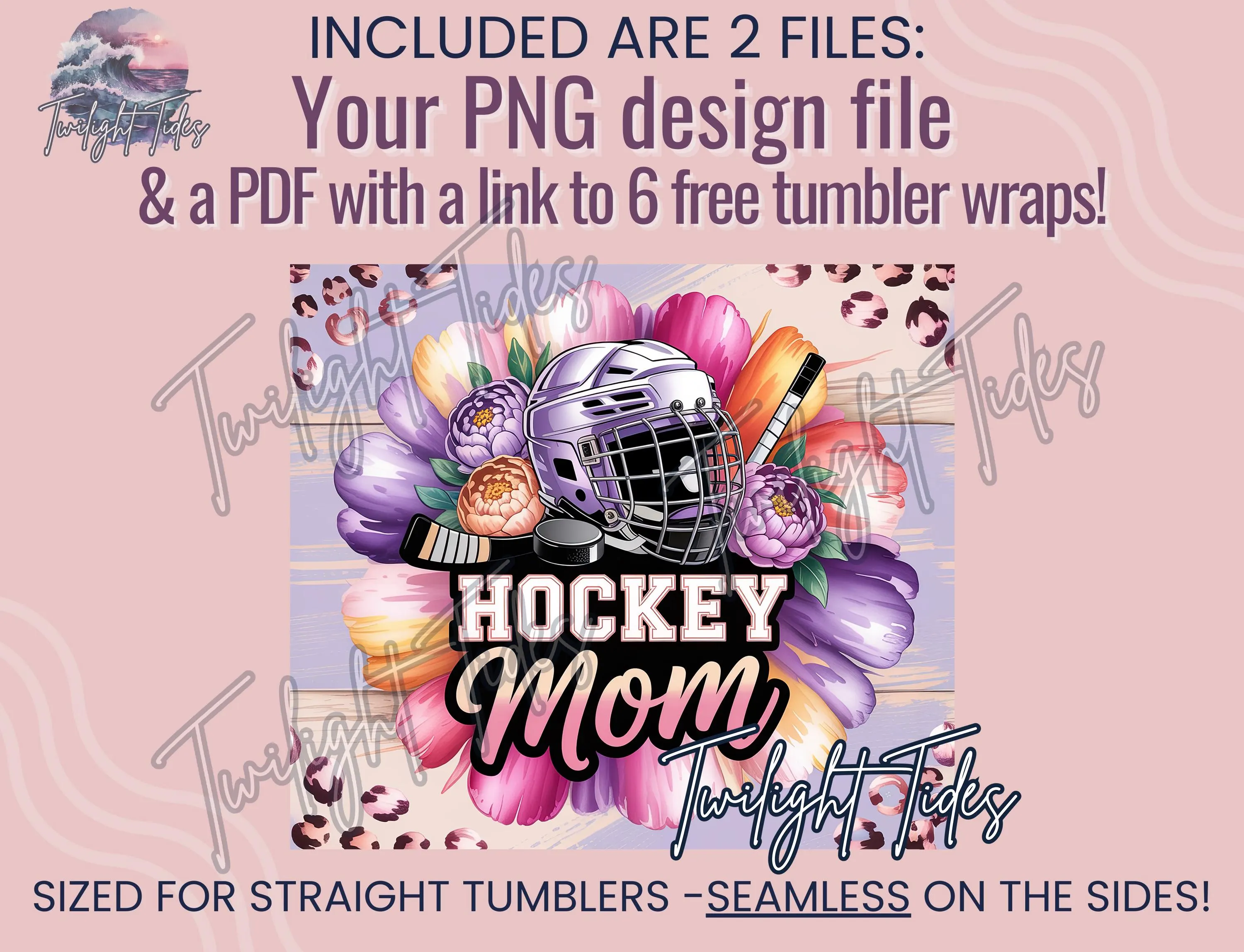 Hockey Mom Sports Mama 20 oz Skinny Tumbler Sublimation Design, Hockey Lover Digital Download PNG Instant Download Seamless Tumbler Wrap - image 4