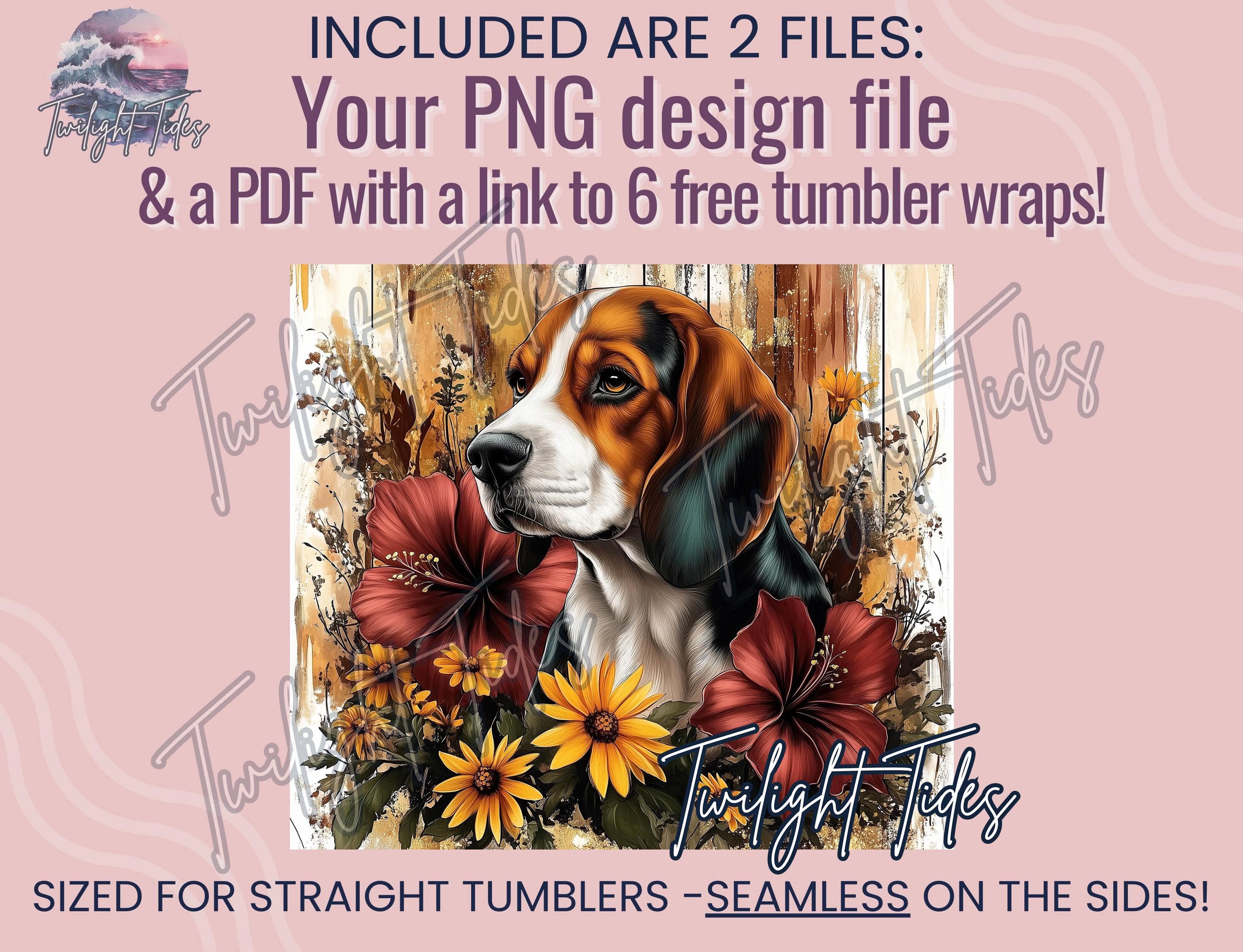 Tri-color beagle dog 20 oz Skinny Tumbler Sublimation Design, Floral Beagle Mom Digital Download PNG Instant Download Seamless Tumbler Wrap - image 4
