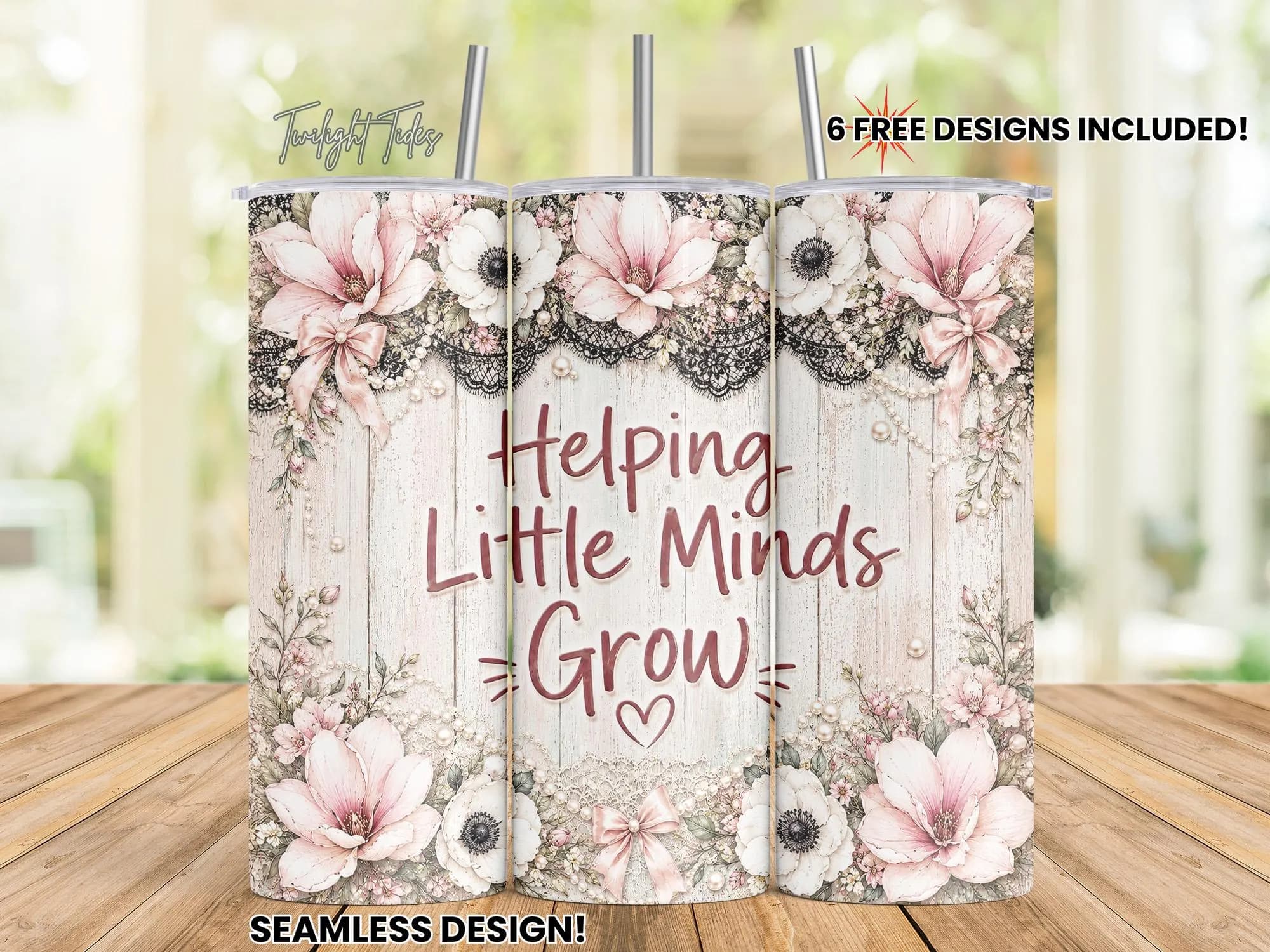 Teacher Helping Little Minds Grow Tumbler Sublimation Design, Mauve Floral Teacher Tumbler Seamless Tumbler Wrap, Digital Download PNG