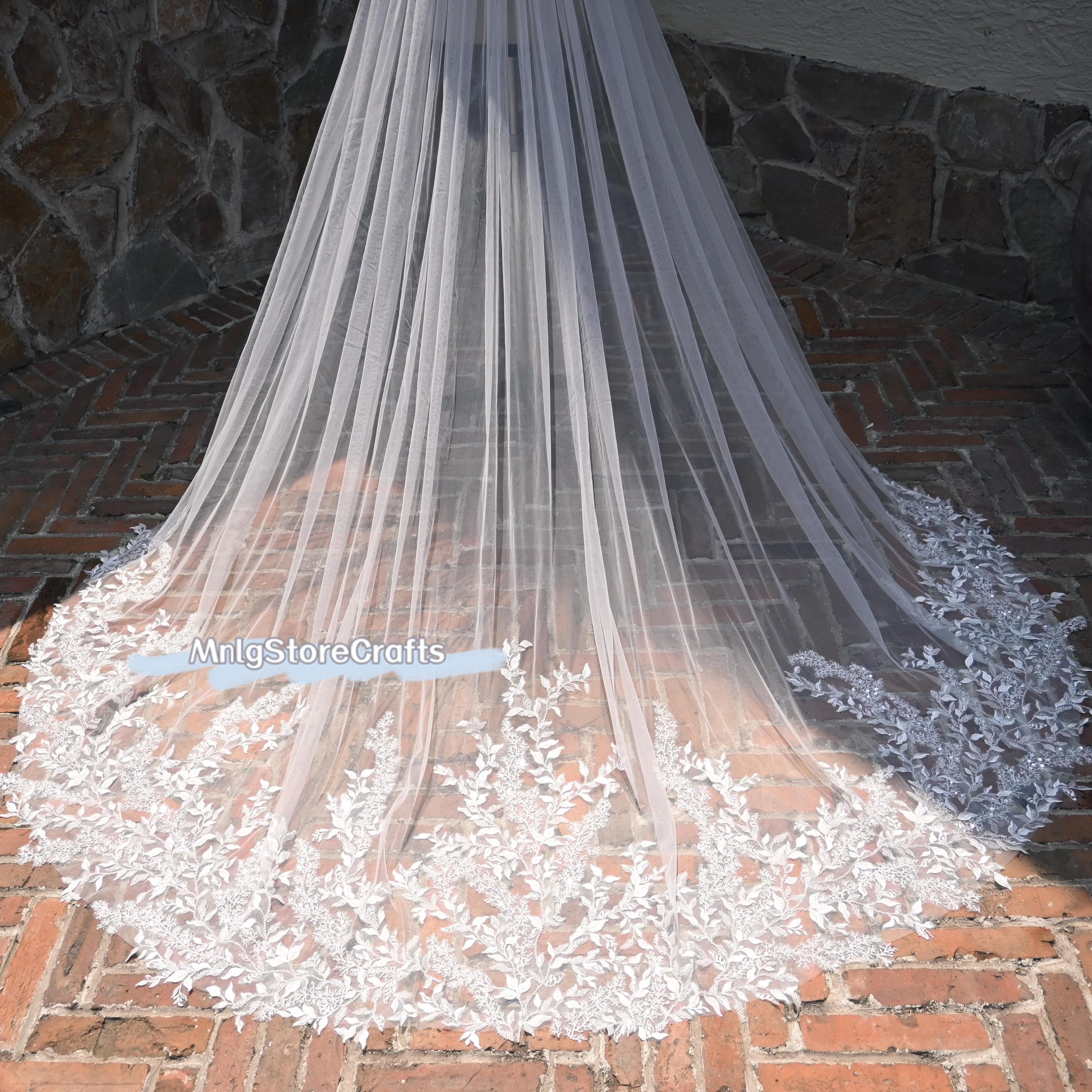 Ivory Tulle Wedding Skirt: Detachable Half Train with Floral Appliques - image 5
