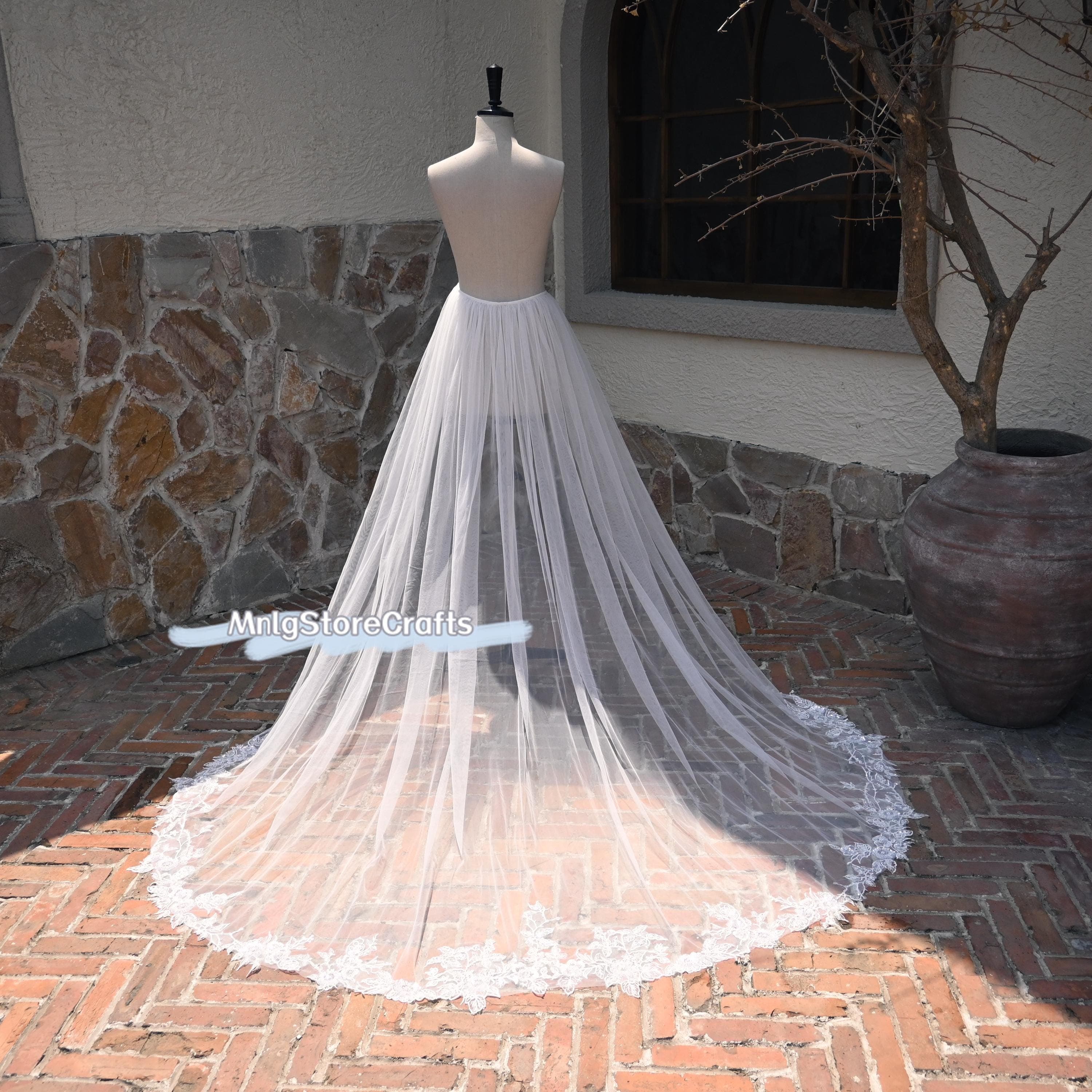 Floral Applique Wedding Dress Overlay: Detachable Tulle Half Skirt