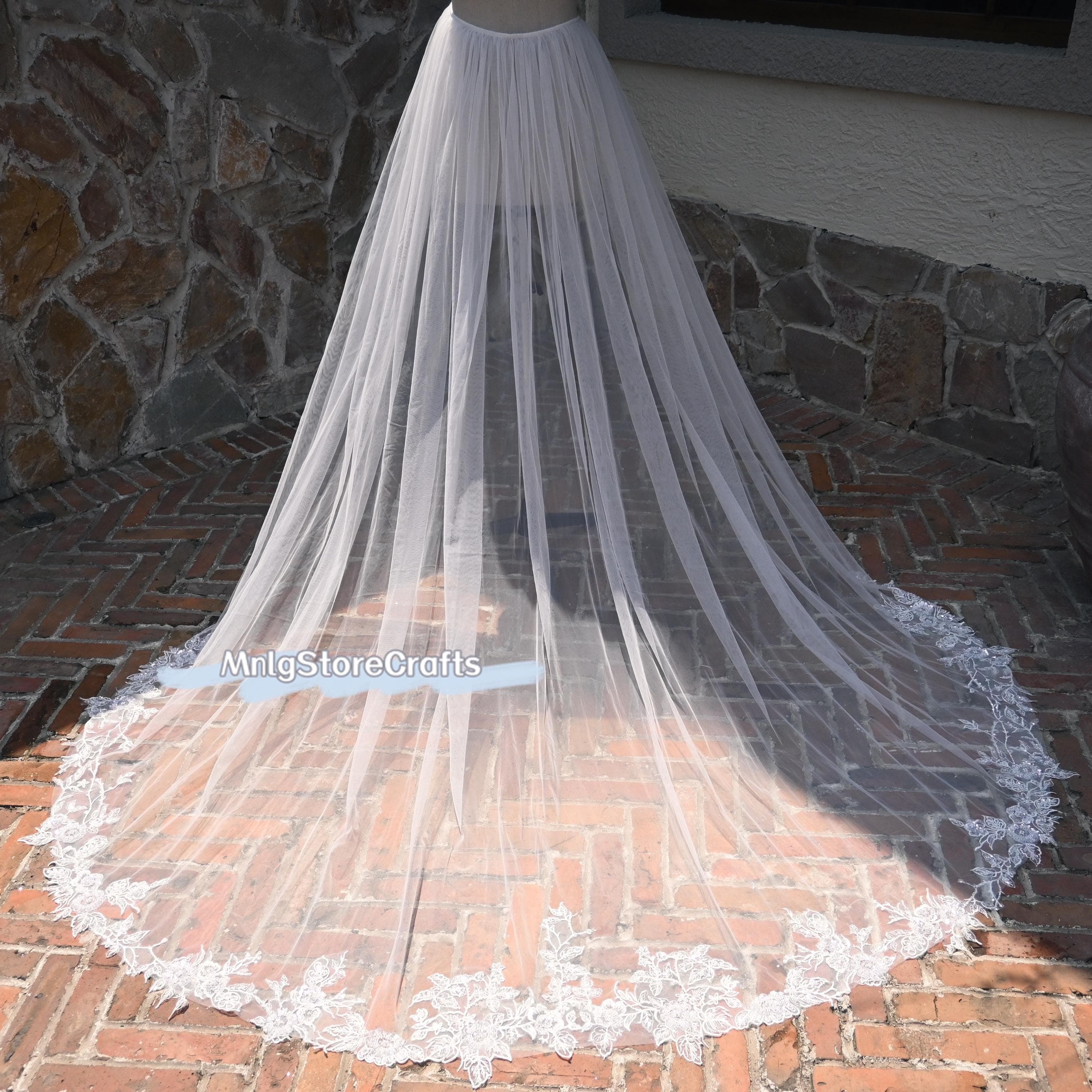 Floral Applique Wedding Dress Overlay: Detachable Tulle Half Skirt - image 5