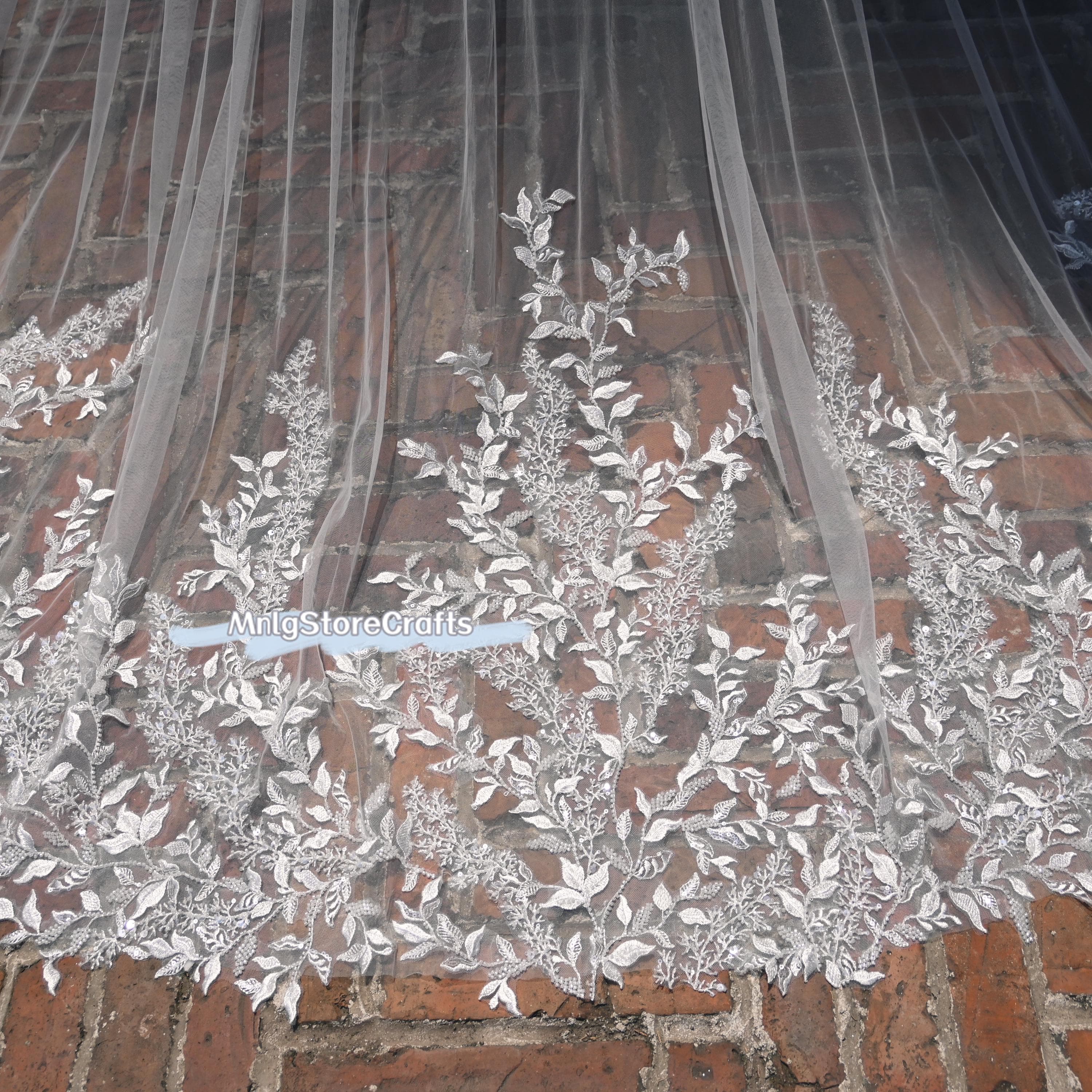 Ivory Tulle Wedding Skirt: Detachable Half Train with Floral Appliques - image 3