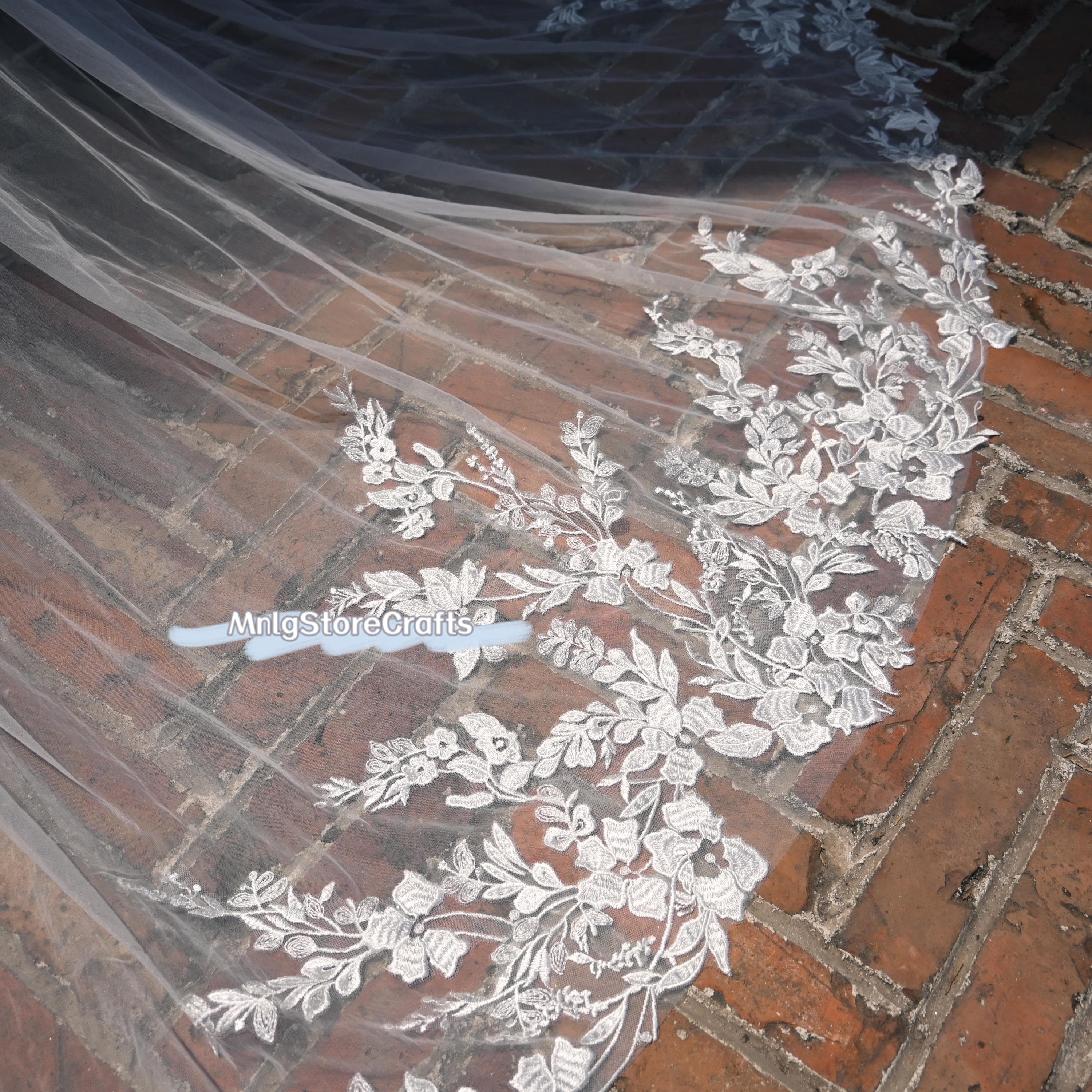 Floral Lace Wedding Overlay Skirt: Ivory Tulle Detachable Train - image 3