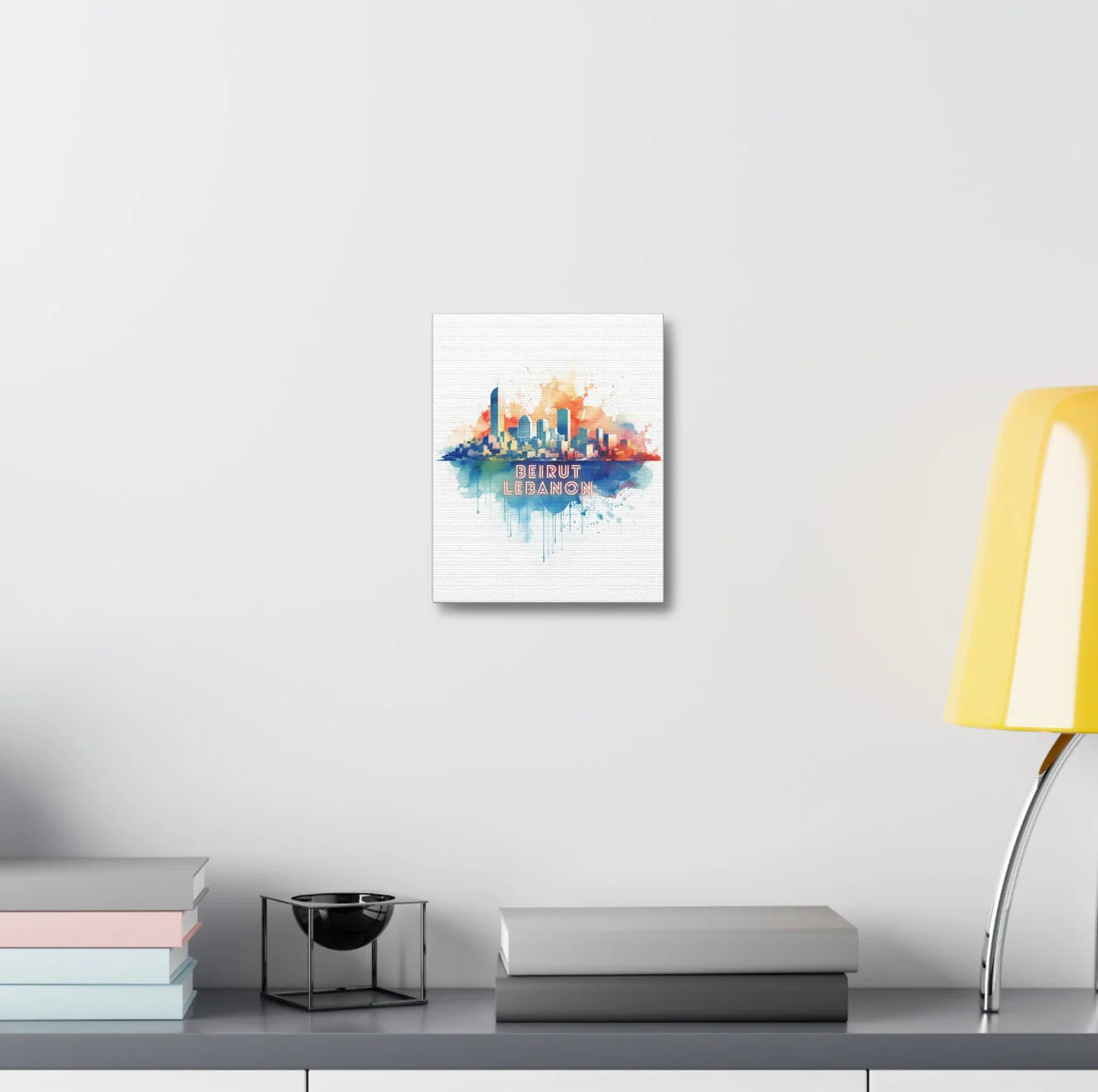 Beirut Lebanon Watercolor Canvas Print, Arab Art,  Middle Eastern Wall Hanging, Canvas Gallery Wraps, Choose from 12 Sizes, Wood Backing - image 4