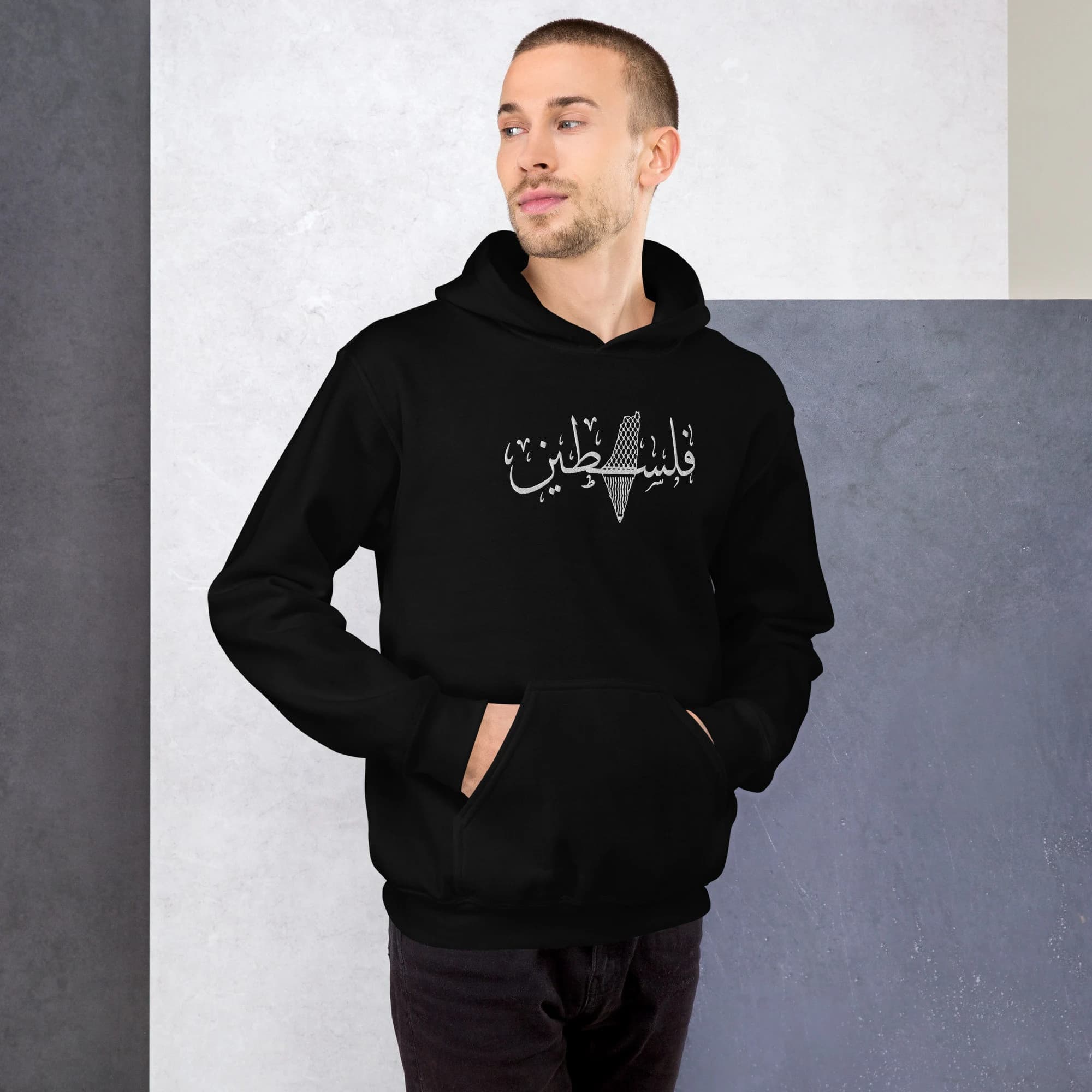 Falasteen Keffiyah Map Embroidered Unisex Hoodie 9 Colors, Palestine Embroidered Hoodie, Palestine Sweatshirt