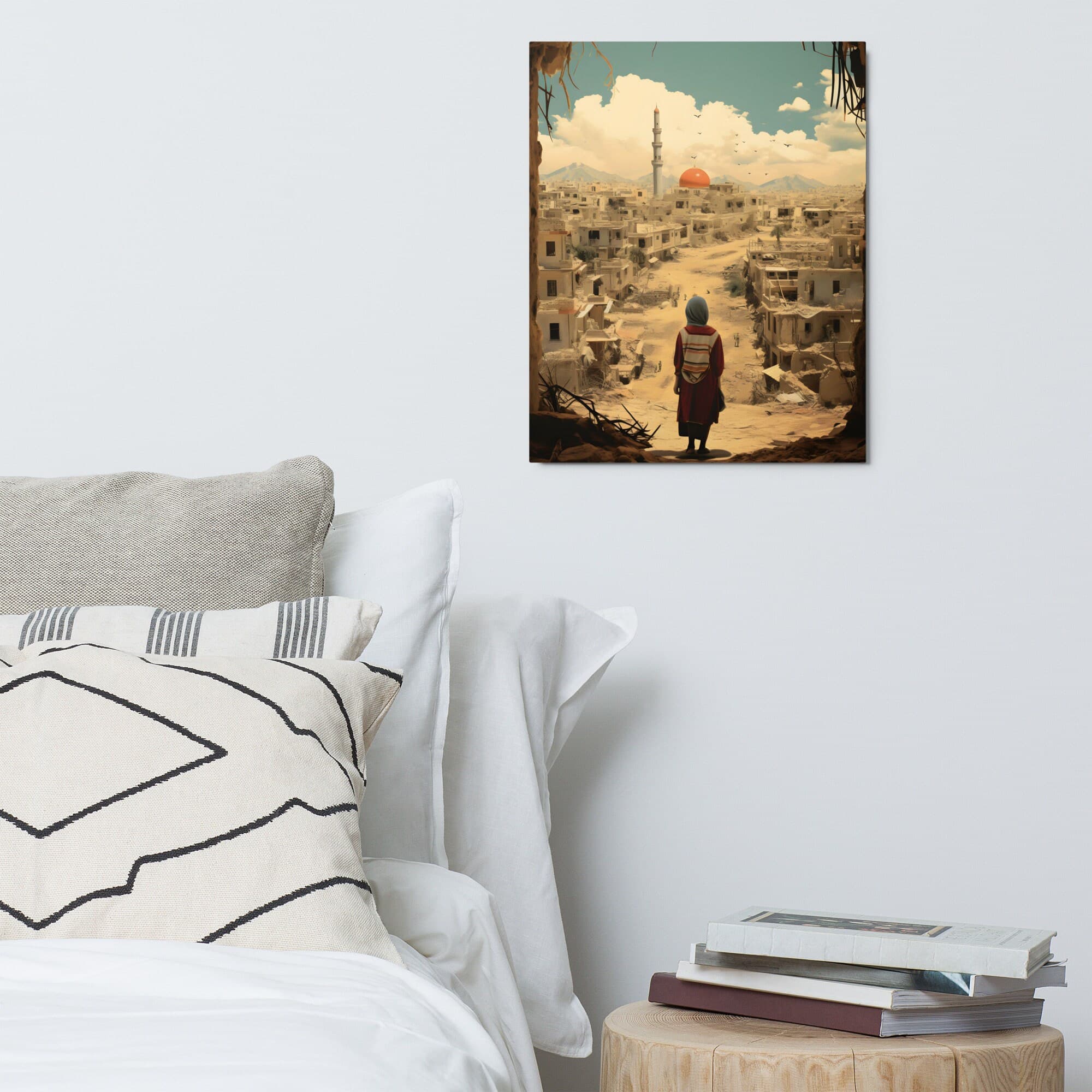 Resilient Spirit of Gaza: Child Overlooking Palestine Metal prints, 4 Sizes, Dimensional and High Quality, Palestinian Wall Art, Home Decor