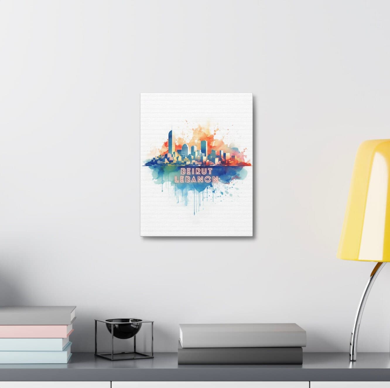 Beirut Lebanon Watercolor Canvas Print, Arab Art,  Middle Eastern Wall Hanging, Canvas Gallery Wraps, Choose from 12 Sizes, Wood Backing - image 5