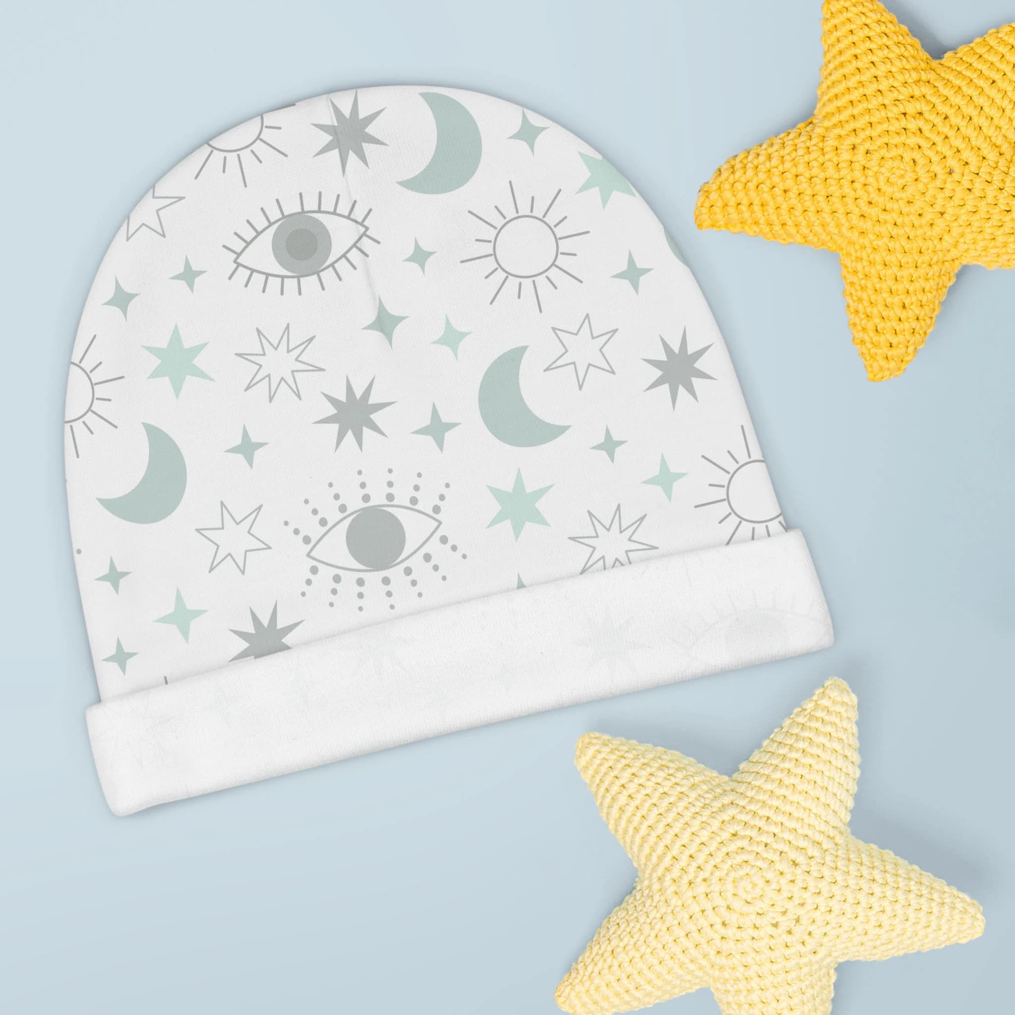 Sage Moon and Stars Baby Beanie, Celestial Baby Beanie, Baby Beanie, Baby Hat, Gift for Baby, Baby Shower Gift, Baby Gift, Baby Girl