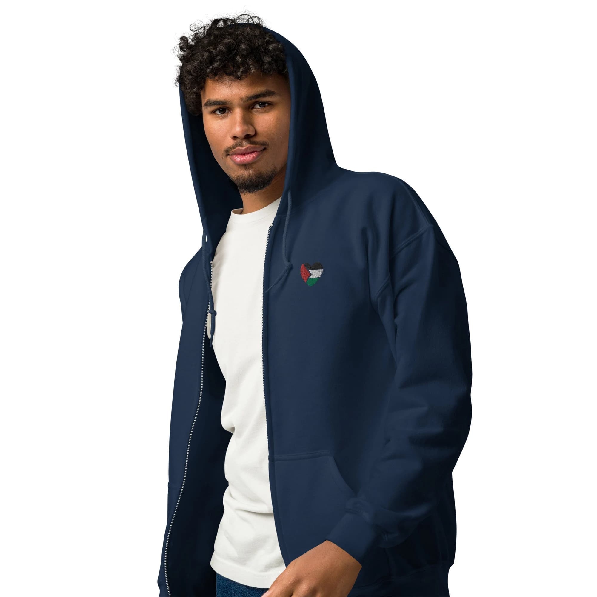 Palestine Small Stitches Heart Unisex heavy blend zip hoodie 6 Colors, Free Palestine, Palestine Sweater, Palestine Zip Up Hoodies