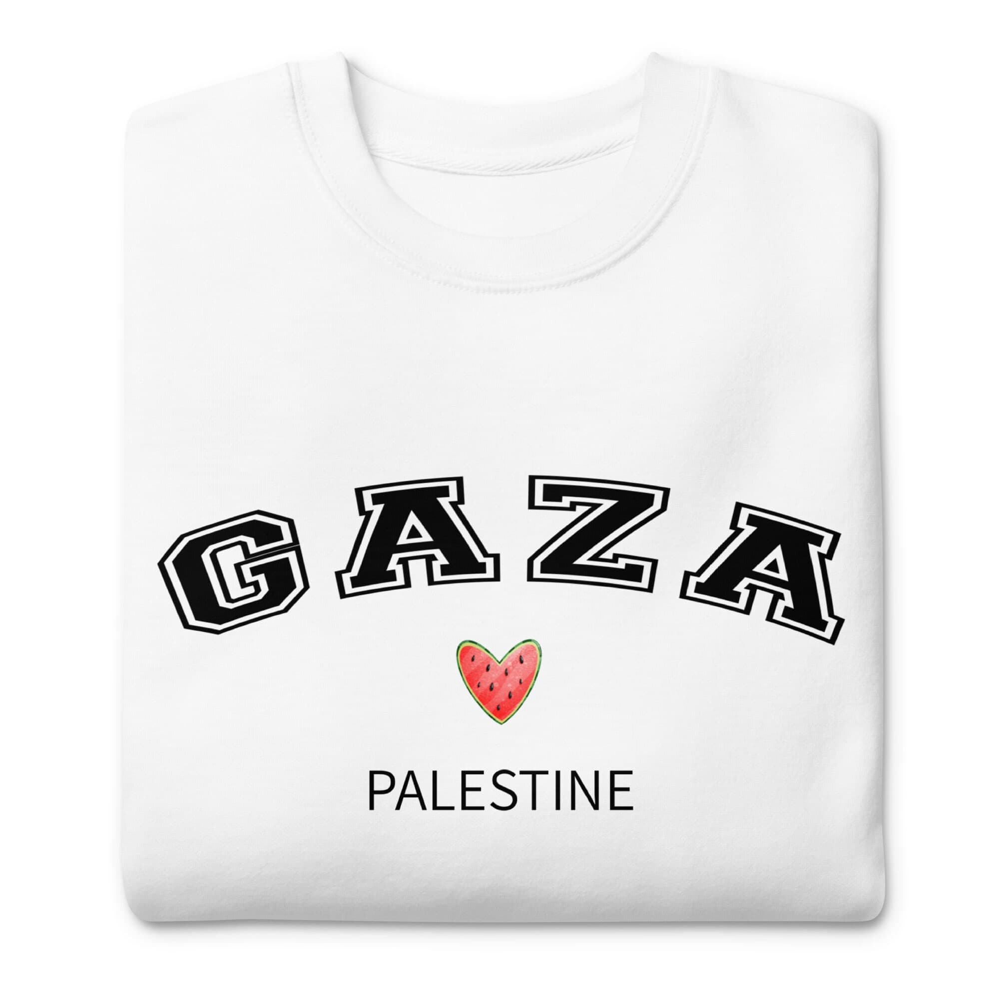 Gaza Palestine Watermelon Heart Unisex Premium Sweatshirt, Gaza Sweatshirt, Palestine Sweater, Free Palestine, Save Gaza