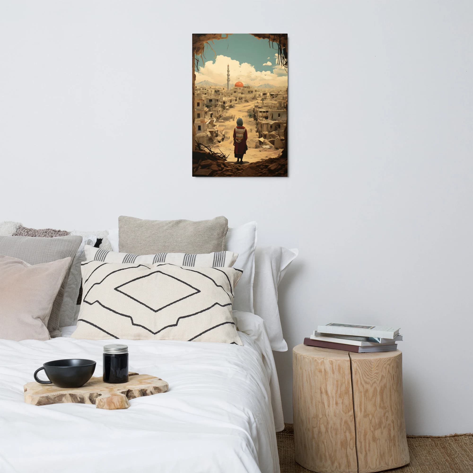 Resilient Spirit of Gaza: Child Overlooking Palestine Metal prints, 4 Sizes, Dimensional and High Quality, Palestinian Wall Art, Home Decor