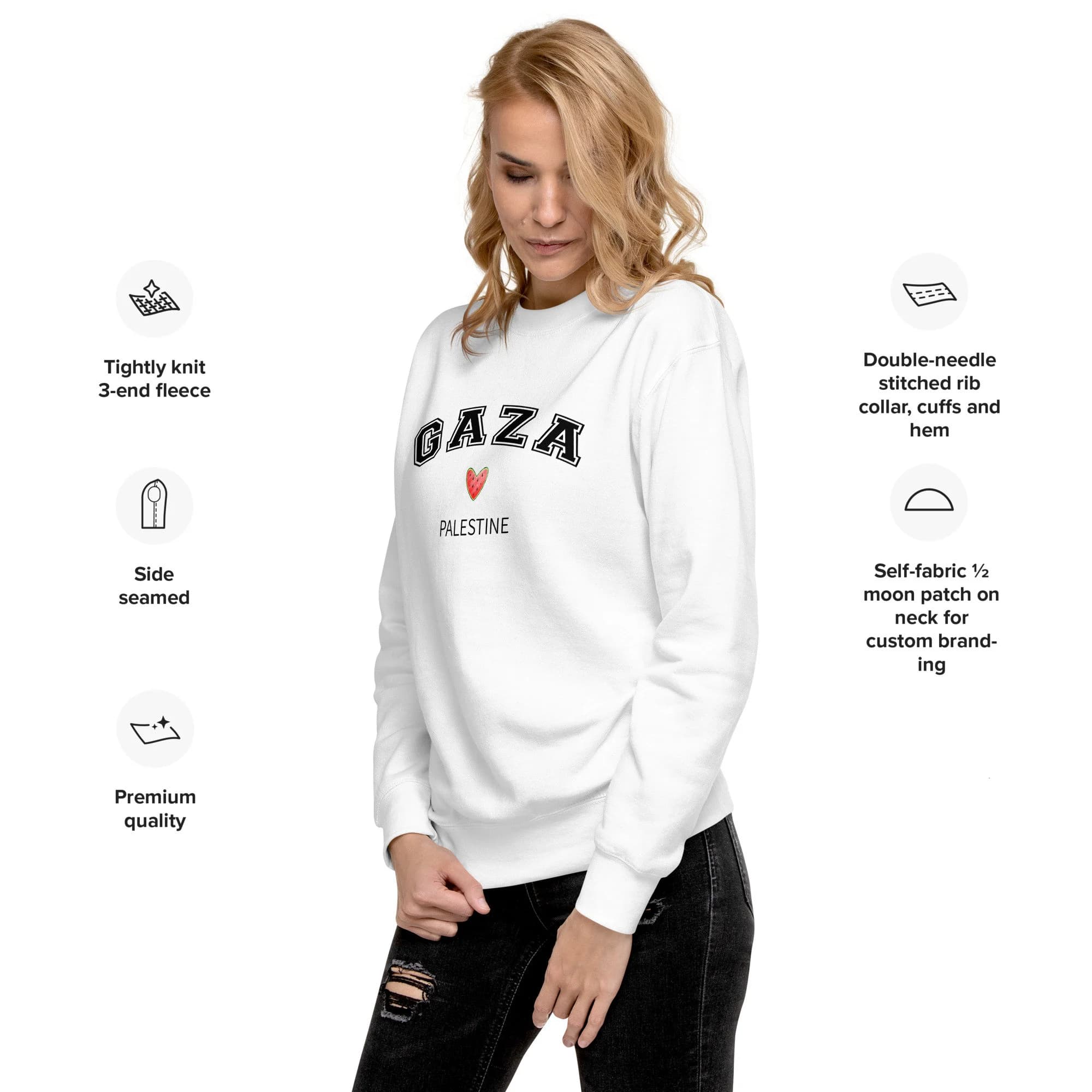 Gaza Palestine Watermelon Heart Unisex Premium Sweatshirt, Gaza Sweatshirt, Palestine Sweater, Free Palestine, Save Gaza