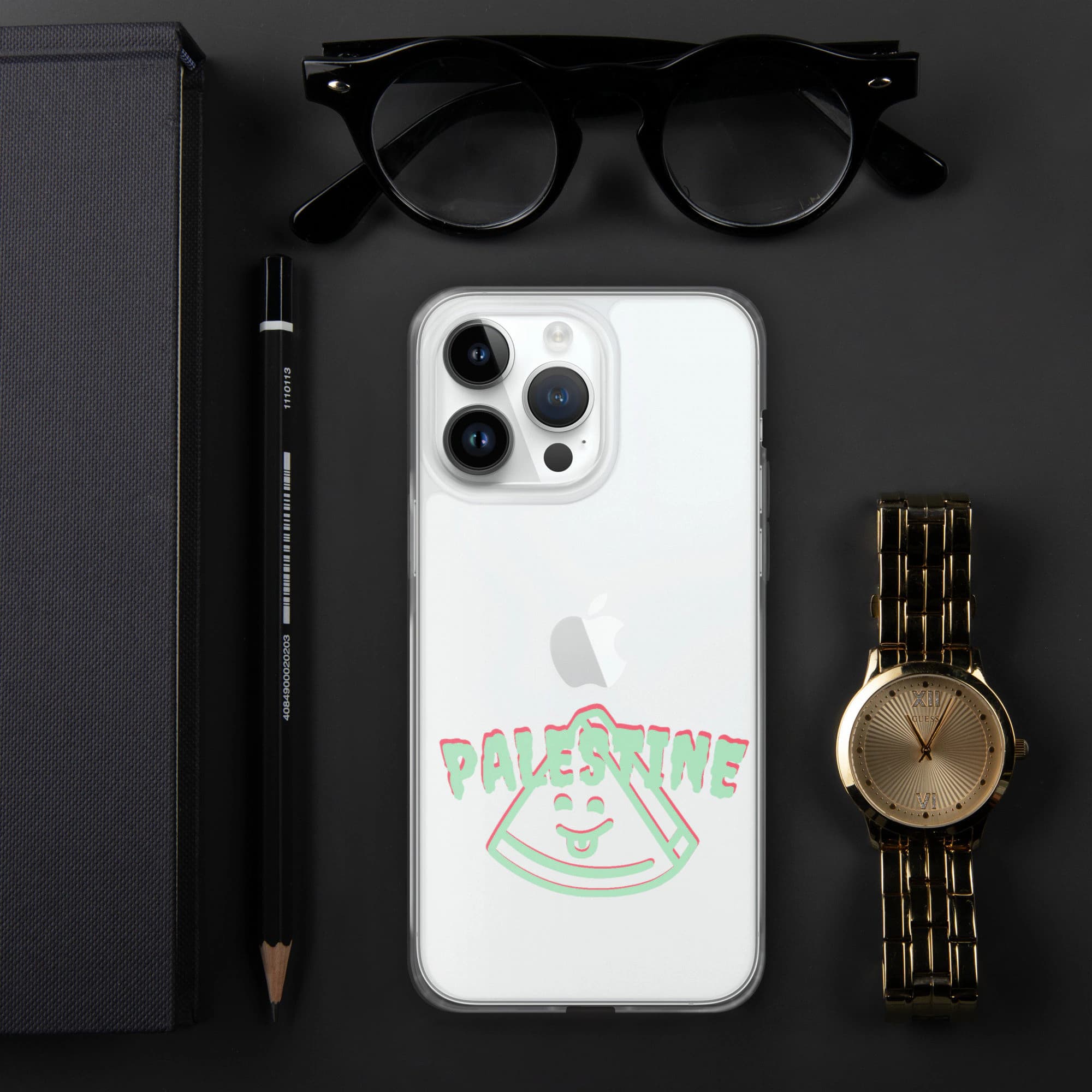 Palestine Watermelon Clear Case for iPhone®, Fits Models XS, SE, 7/8 through 14 Pro Max, Soft Flexible Cases, Clear, Palestine iPhone Case