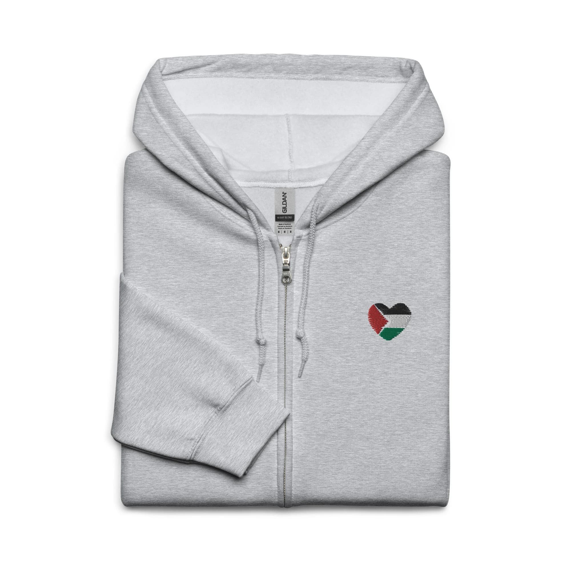 Palestine Stitches Embroidered Heart Unisex heavy blend zip hoodie 6 Colors, Free Palestine, Palestine Sweater, Palestine Zip Up Hoodies