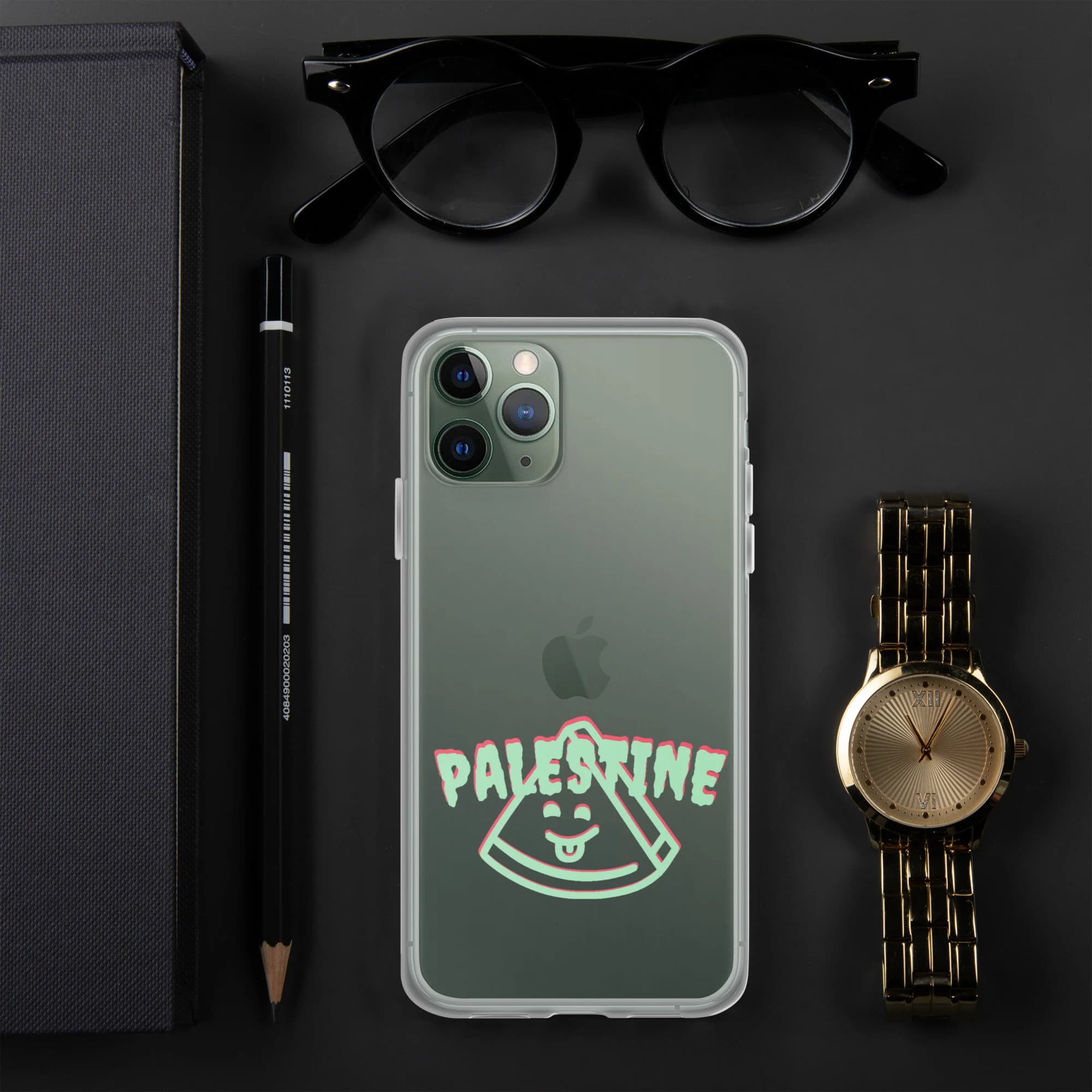 Palestine Watermelon Clear Case for iPhone®, Fits Models XS, SE, 7/8 through 14 Pro Max, Soft Flexible Cases, Clear, Palestine iPhone Case