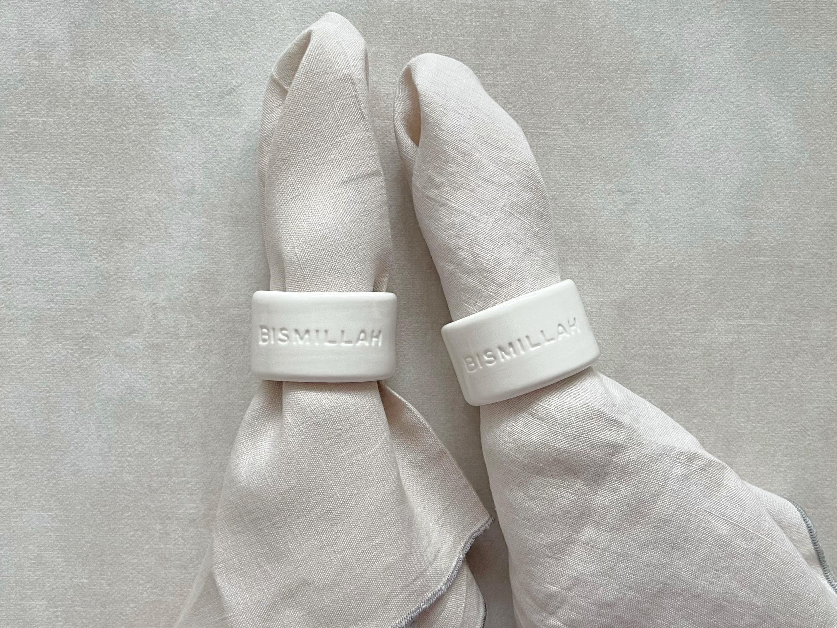 Ceramic Bismillah Napkin Rings Muslim Home Decor Ramadan Table Setting Eid