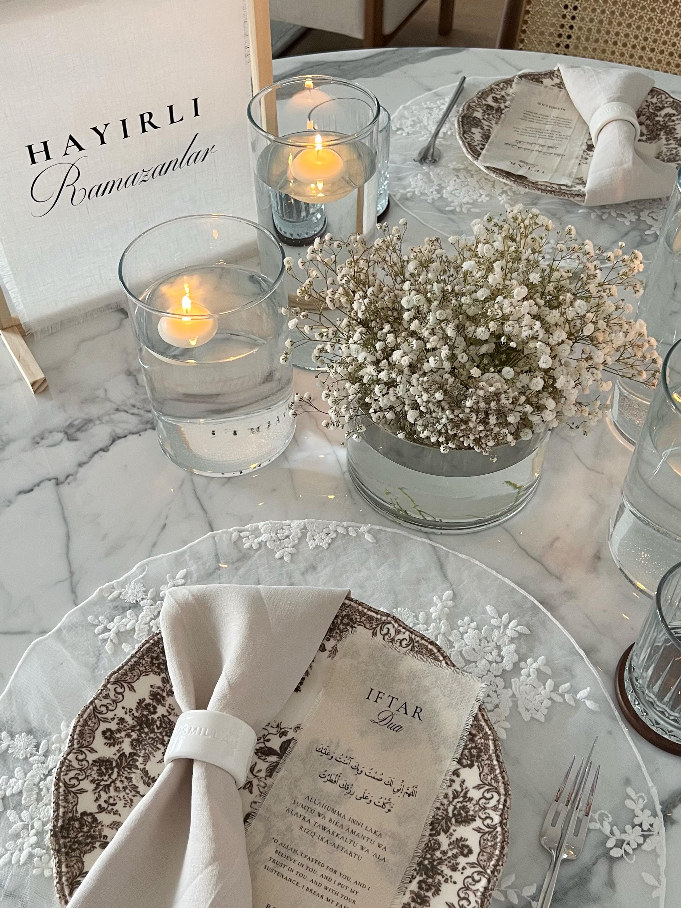 Ramadan Linen Sign with Wooden Holder | Table Setting Ramadan Home Decor - image 3