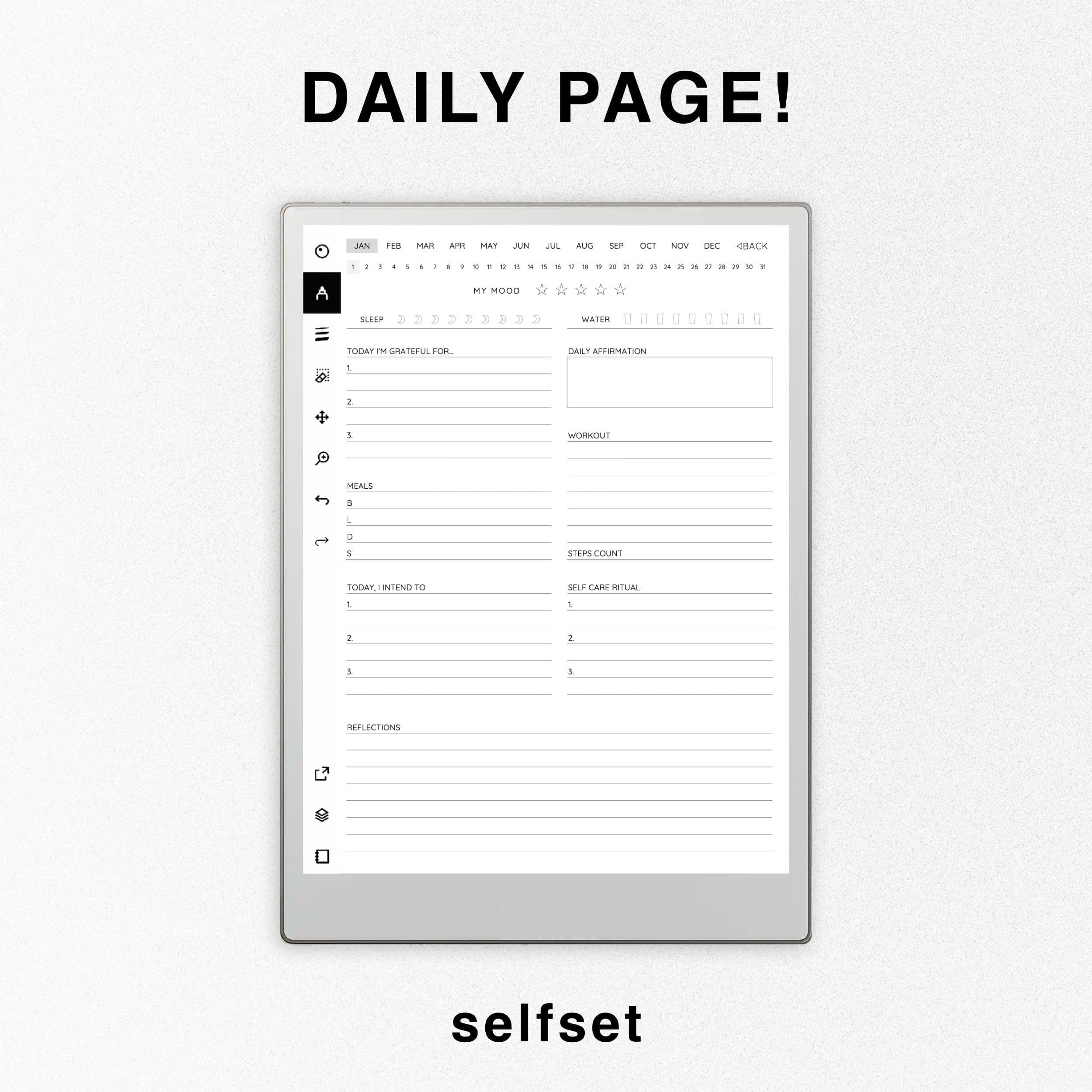 Wellness Journal for reMarkable Paper Pro, Daily Journal, Hyperlinked Digital Journal, Self Care, Mental Health Therapy Fitness Meal Planner - image 5