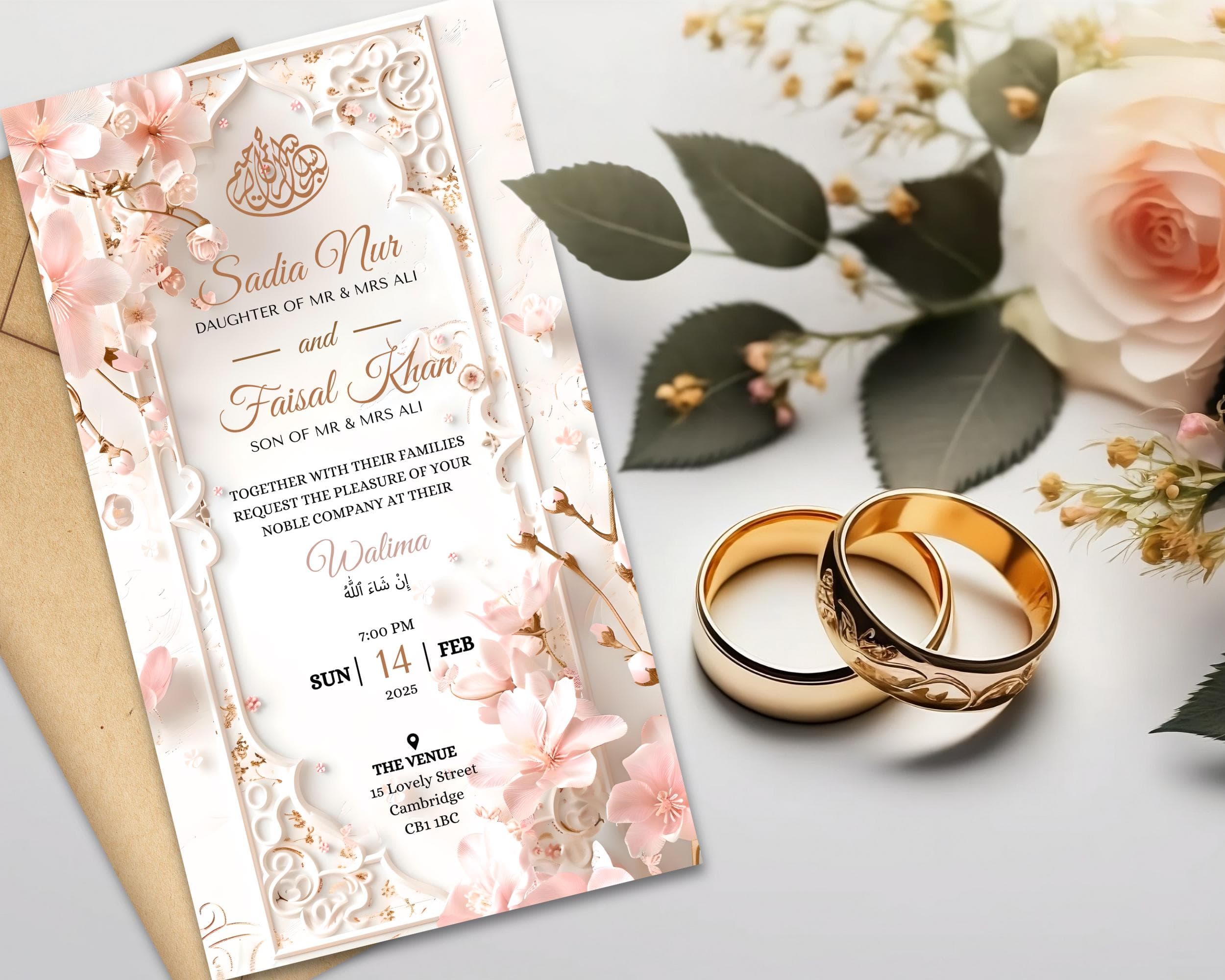 Pale Pink Muslim Wedding Invitation: Animated Nikkah Template (Canva Editable) - image 5
