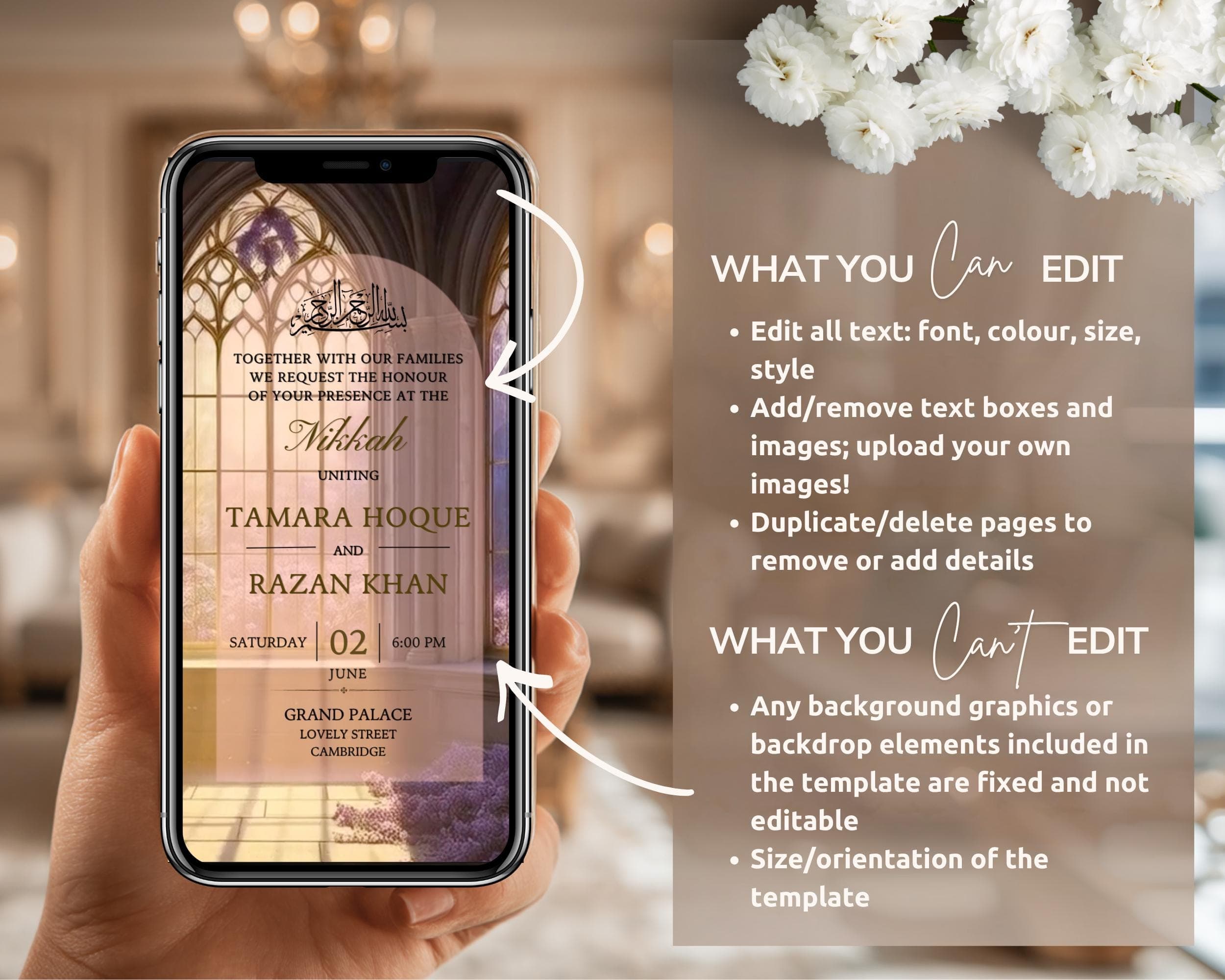 Lavender Garden Editable Nikkah Invitation Video | Canva Islamic Wedding Mobile Template - image 5