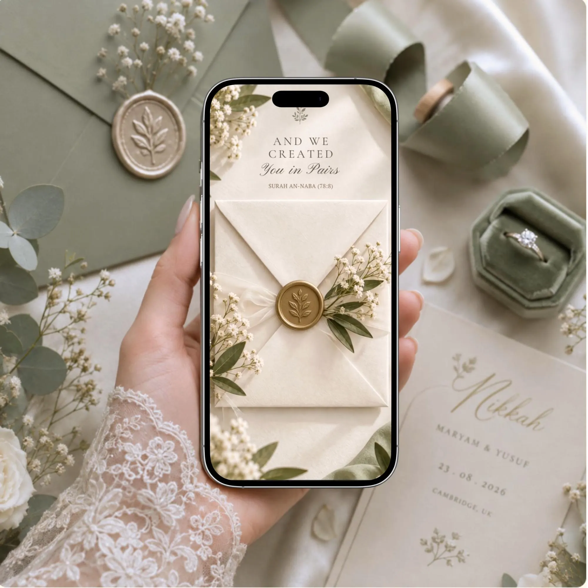Botanical Ivory Wedding Invitation Video | Editable Canva Template - image 2