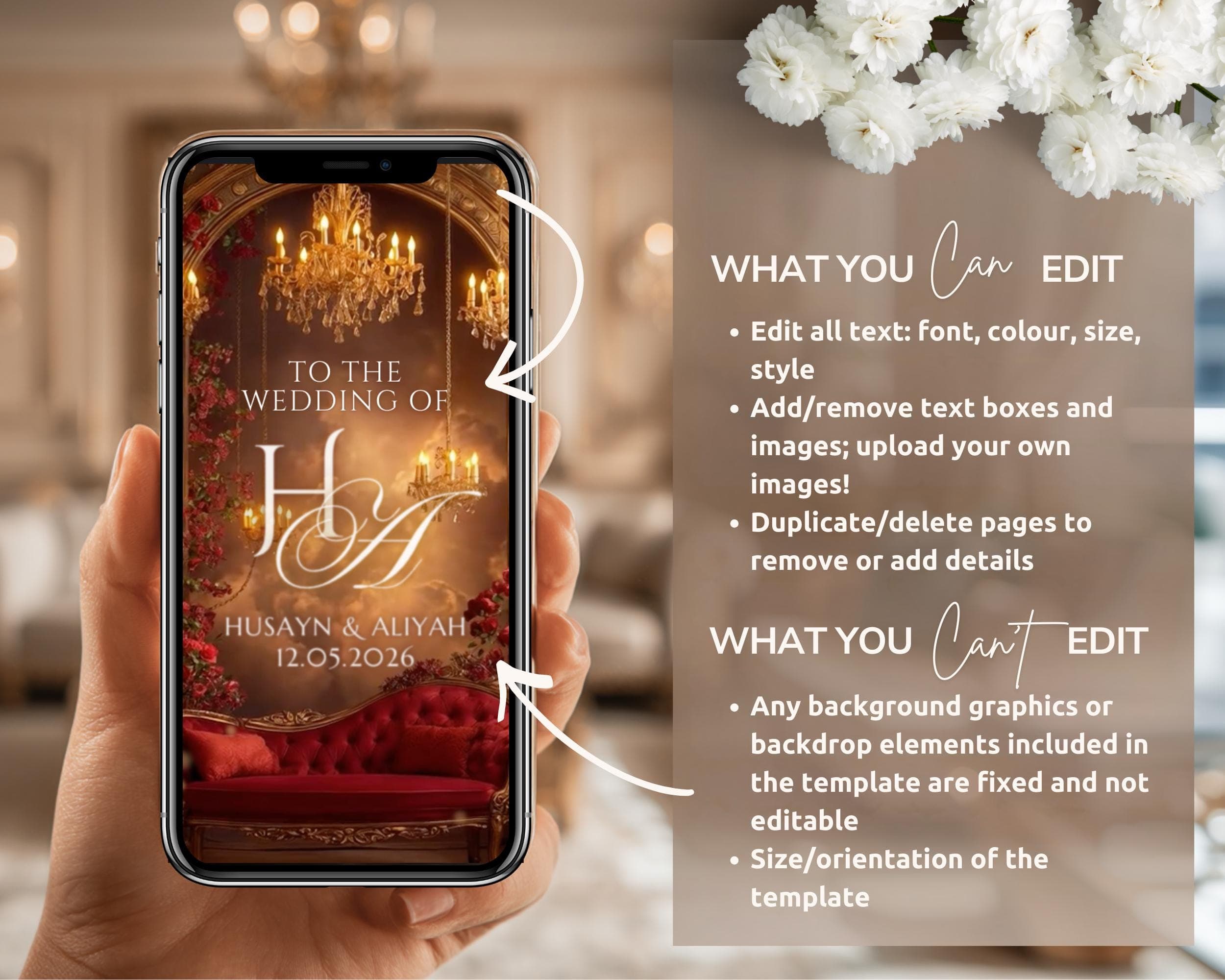 Luxury Wedding/Baraat Invitation Video | Editable Canva Islamic Wedding Mobile Template – Deep Red & Gold - image 5