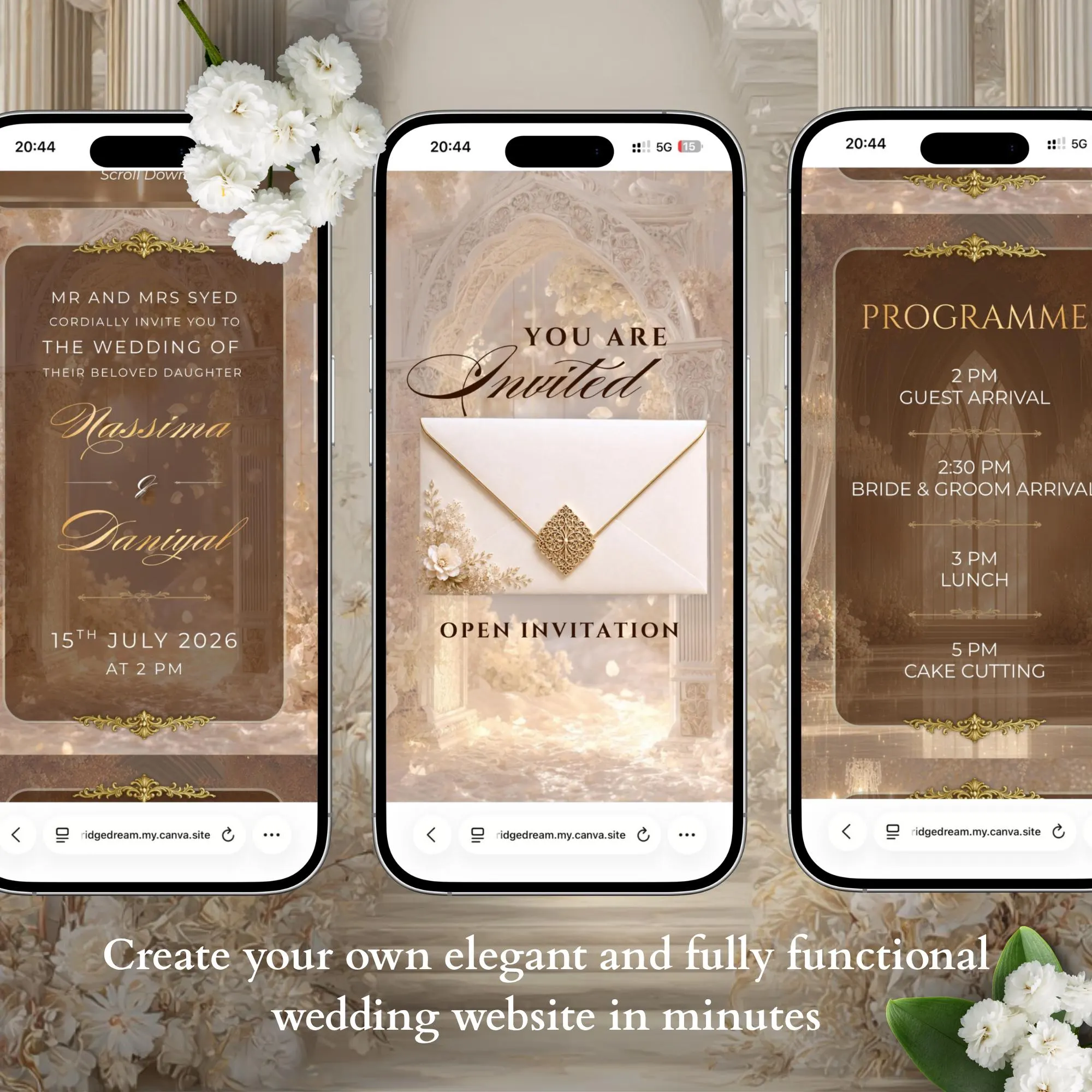 Muslim Wedding Website Template, Editable Canva RSVP, Nikkah Digital Invite, Hochzeitswebsite, Site Mariage - image 3