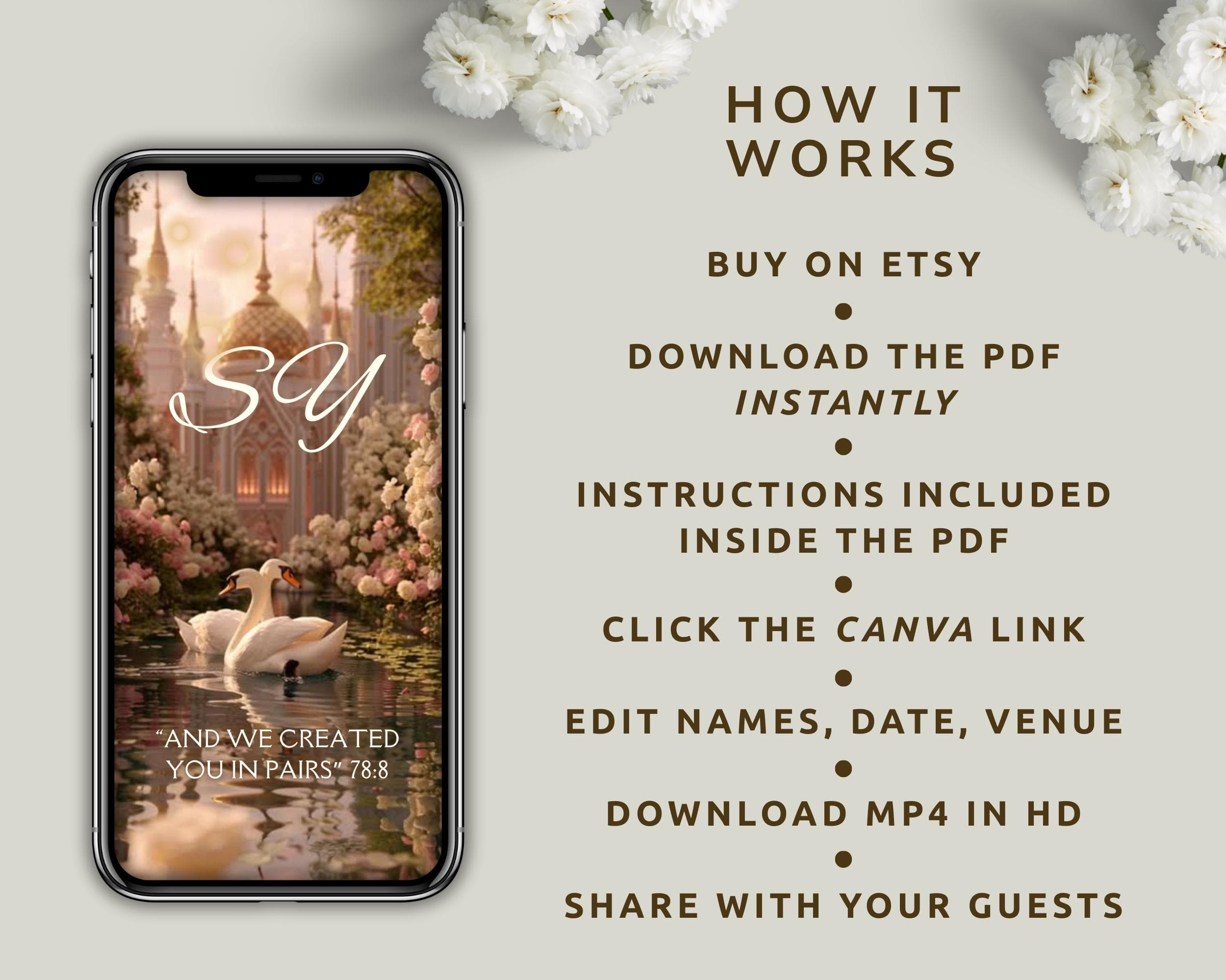 Swans Editable Nikkah Invitation Video | Canva Islamic Wedding Mobile Template – Golden Hour Colours - image 4