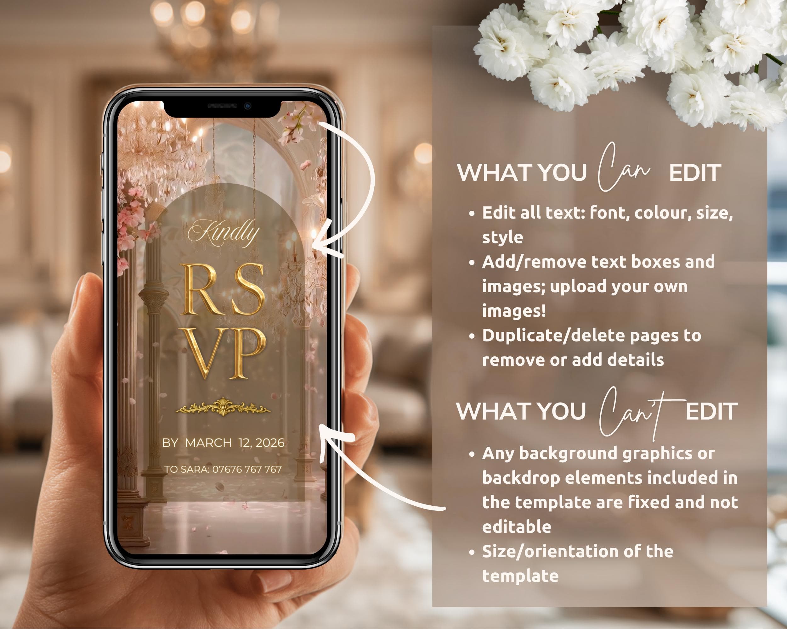 Editable Nikkah Invitation Video | Canva Islamic Wedding Mobile Template – Gold & Pink - image 5