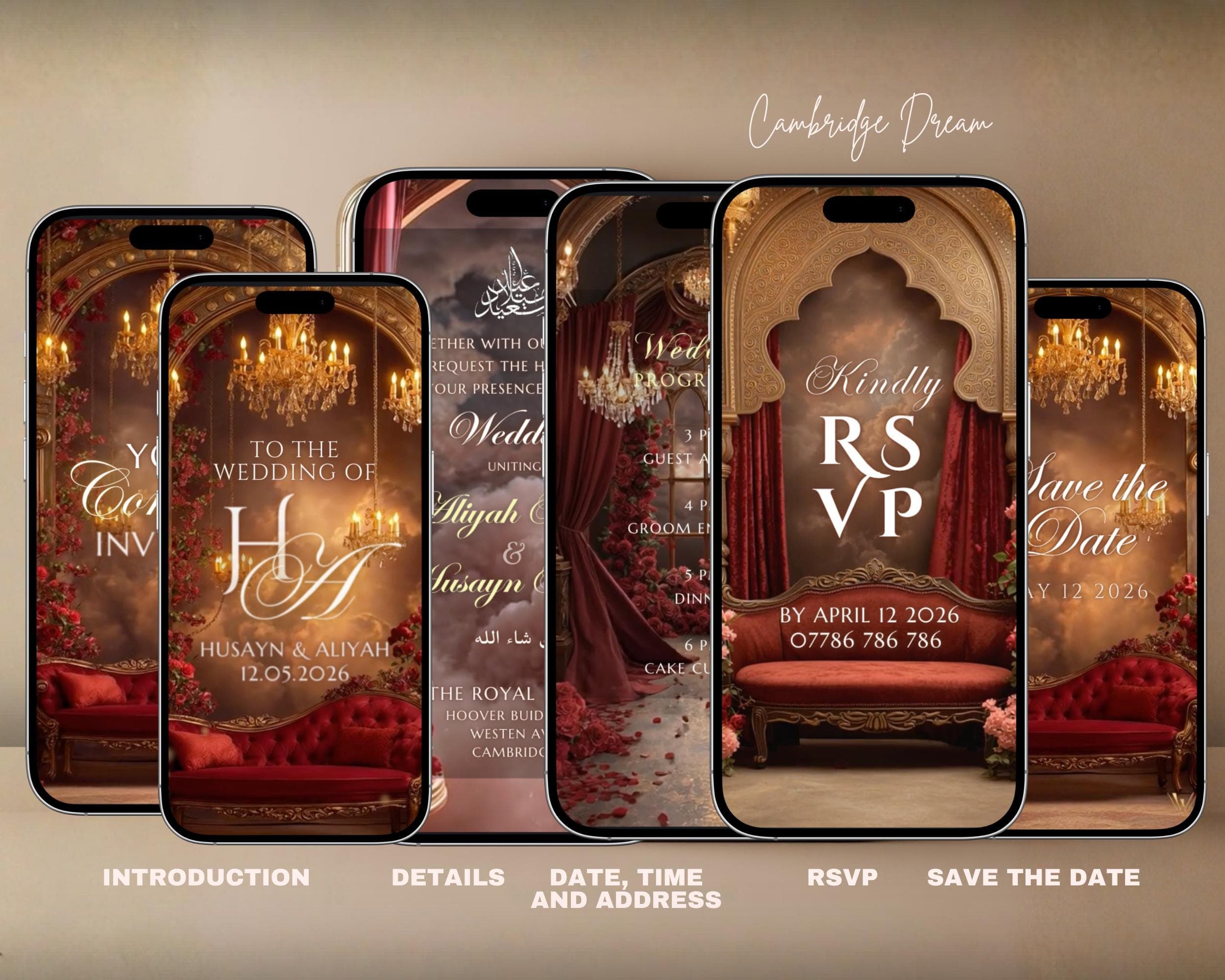 Luxury Wedding/Baraat Invitation Video | Editable Canva Islamic Wedding Mobile Template – Deep Red & Gold - image 3