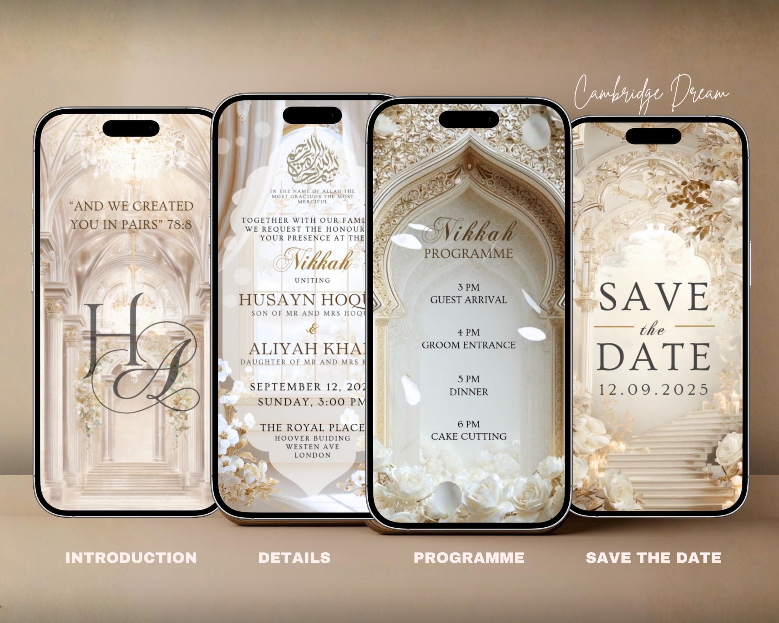 Royal Palace Nikkah Invitation Video | Beige Neutral Elegant Islamic Wedding Editable Template - image 3