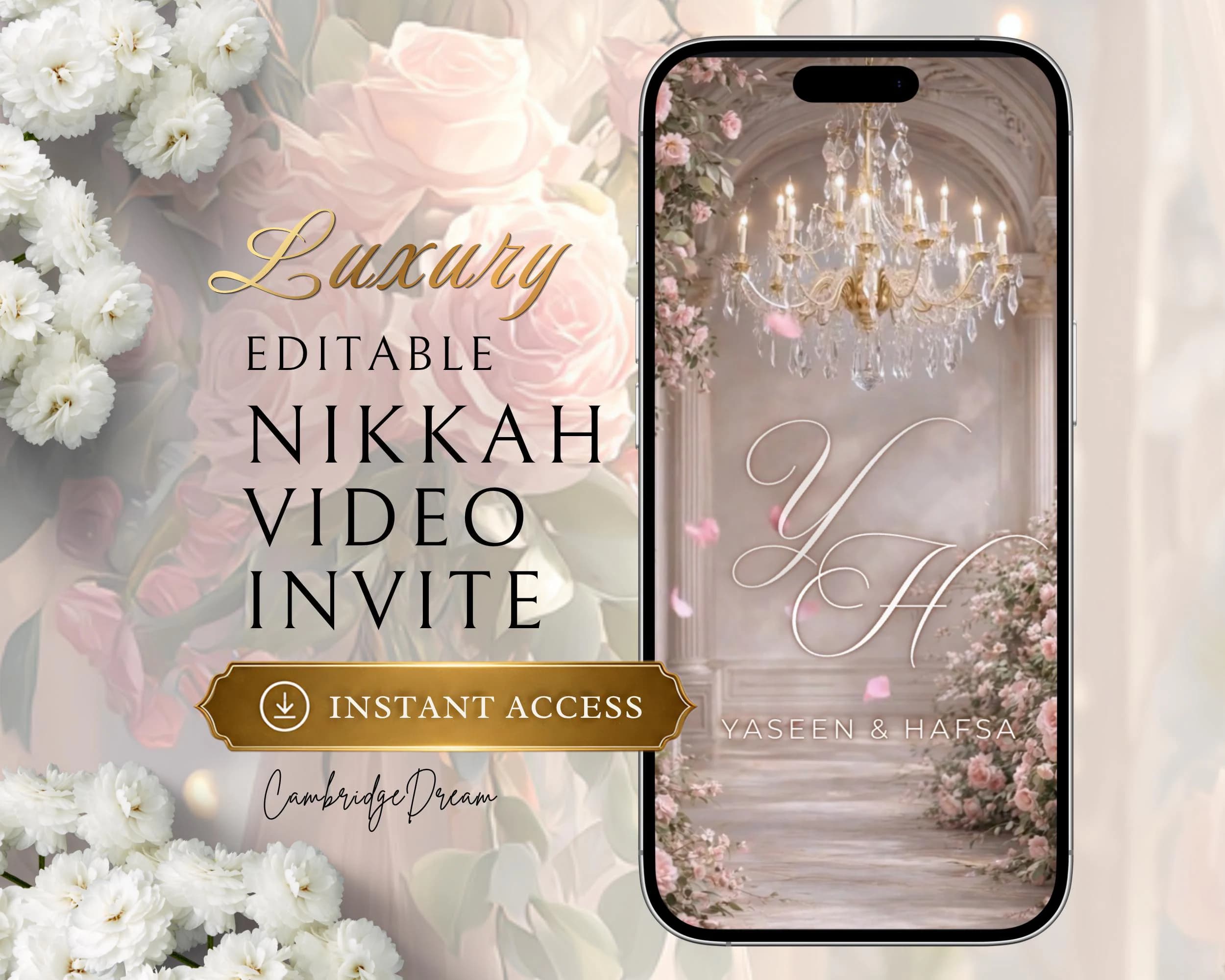 Soft Pastel Editable Nikkah Invitation Video | Canva Islamic Wedding Mobile Template