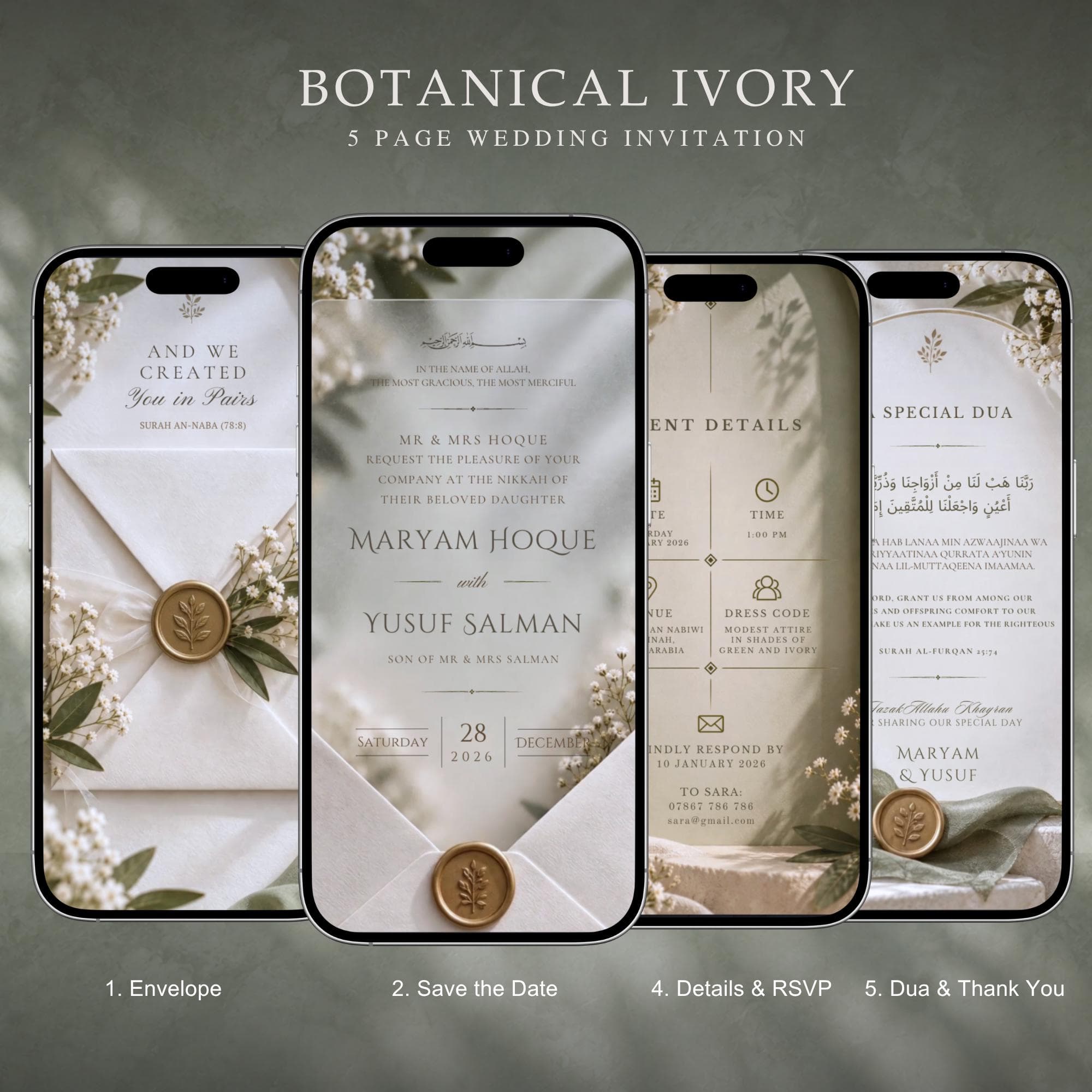 Botanical Ivory Wedding Invitation Video | Editable Canva Template - image 4