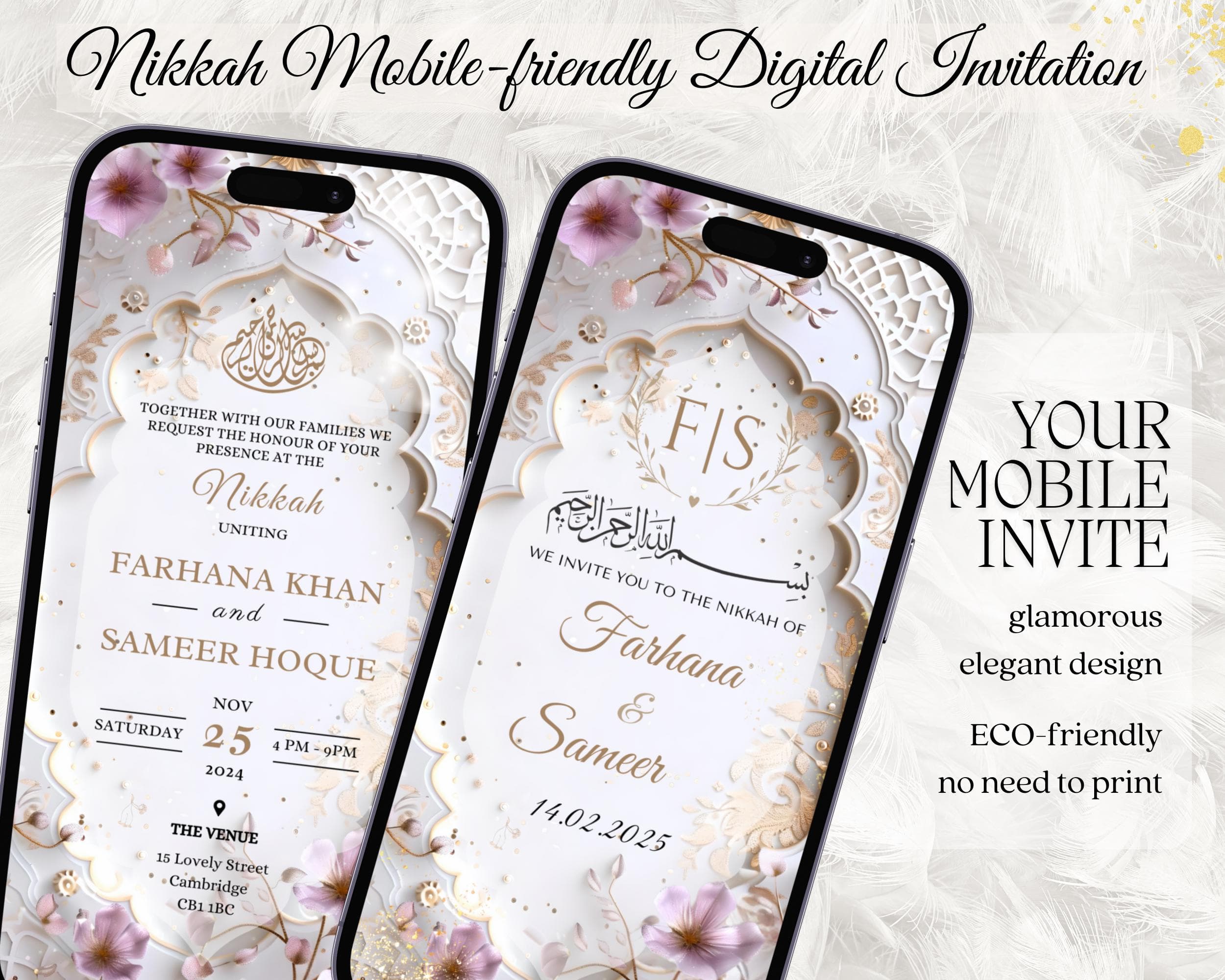 Pale Purple Nikkah Invitation: Animated Islamic Wedding (Editable Canva Template) - image 3