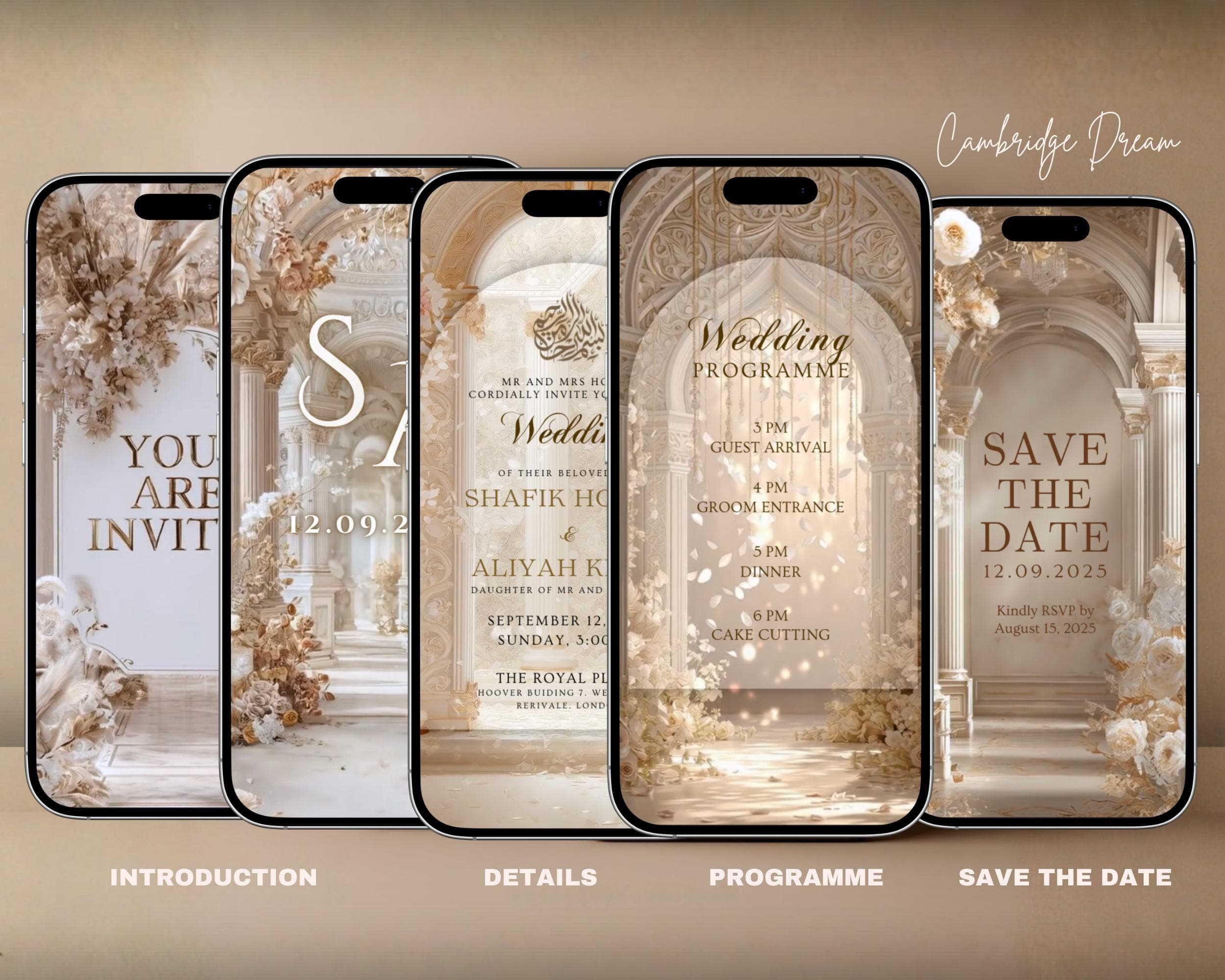 Editable Wedding Invitation Video | Canva Islamic Wedding Mobile Template – Beige & Cream - image 3
