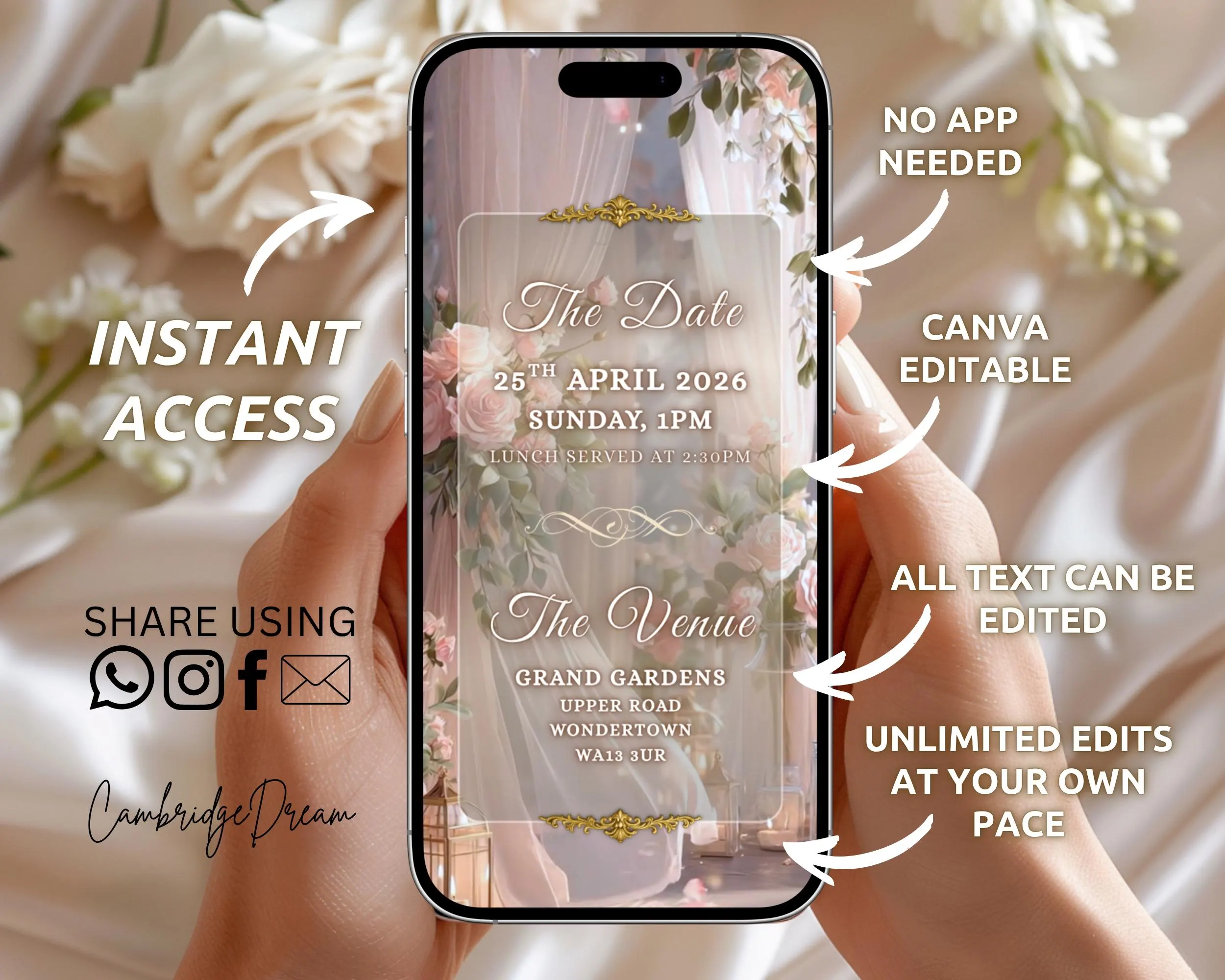 Soft Pastel Editable Nikkah Invitation Video | Canva Islamic Wedding Mobile Template - image 4