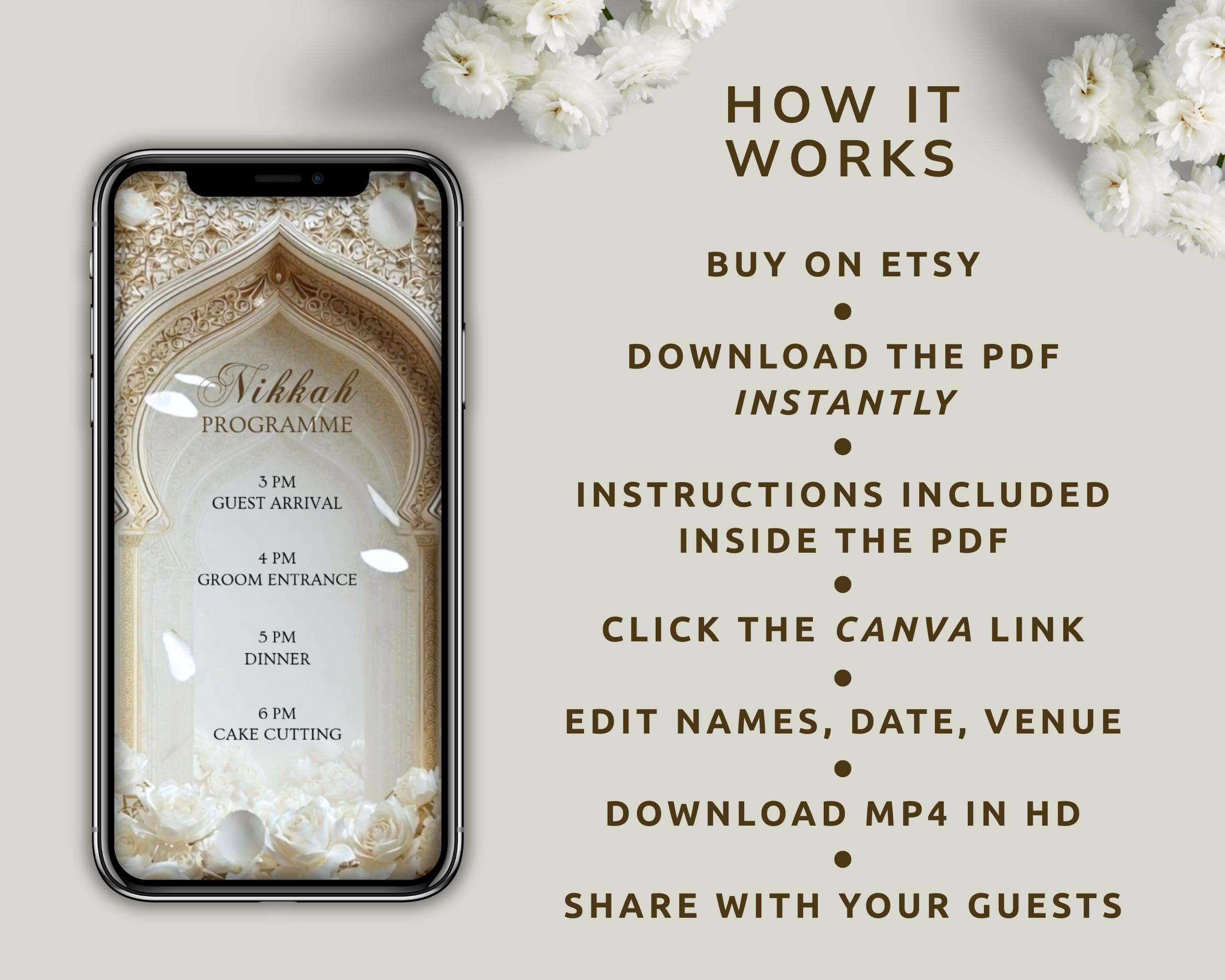 Royal Palace Nikkah Invitation Video | Beige Neutral Elegant Islamic Wedding Editable Template - image 5
