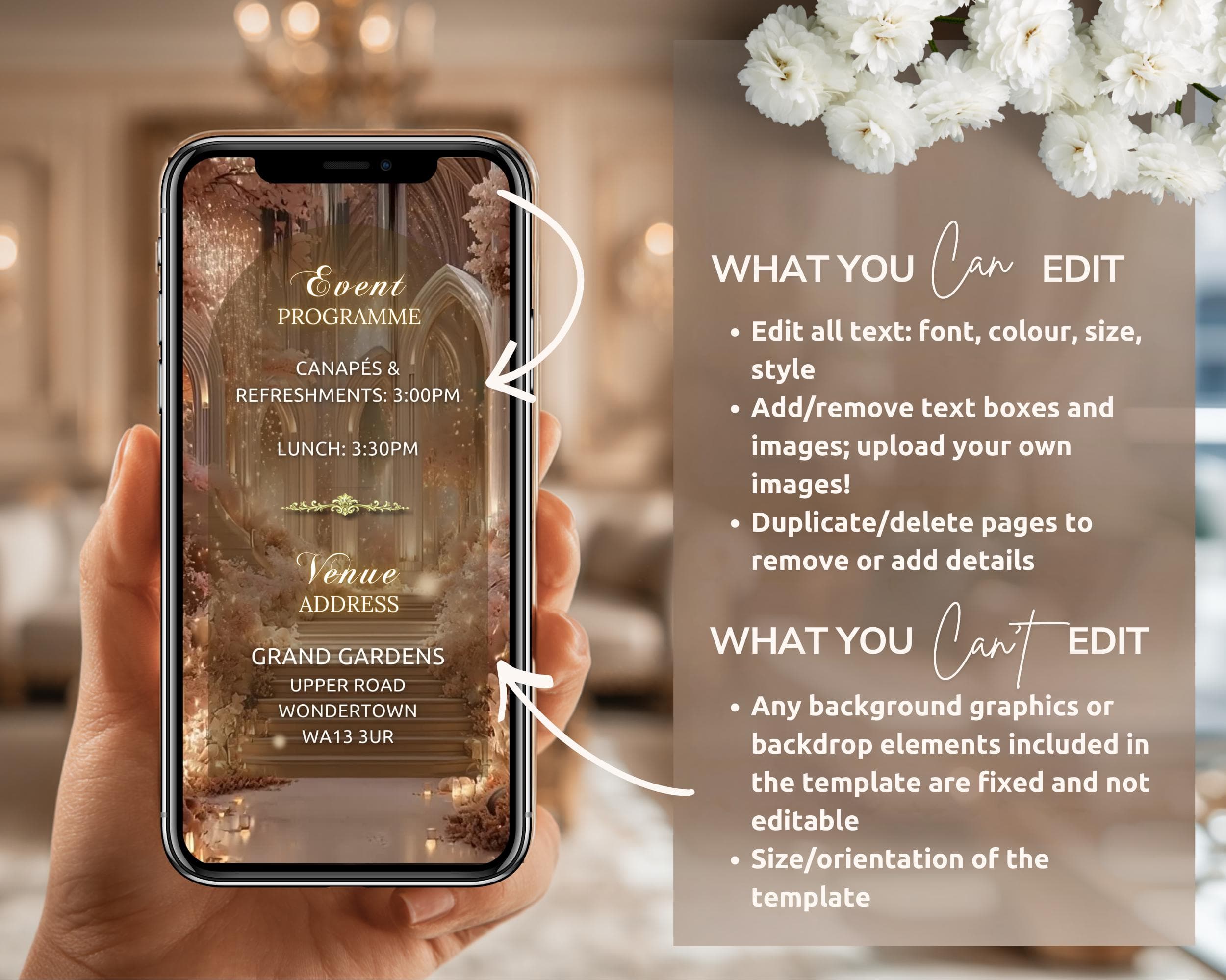 Editable Nikkah Invitation Video | Canva Islamic Wedding Mobile Template – Cream & Gold - image 5