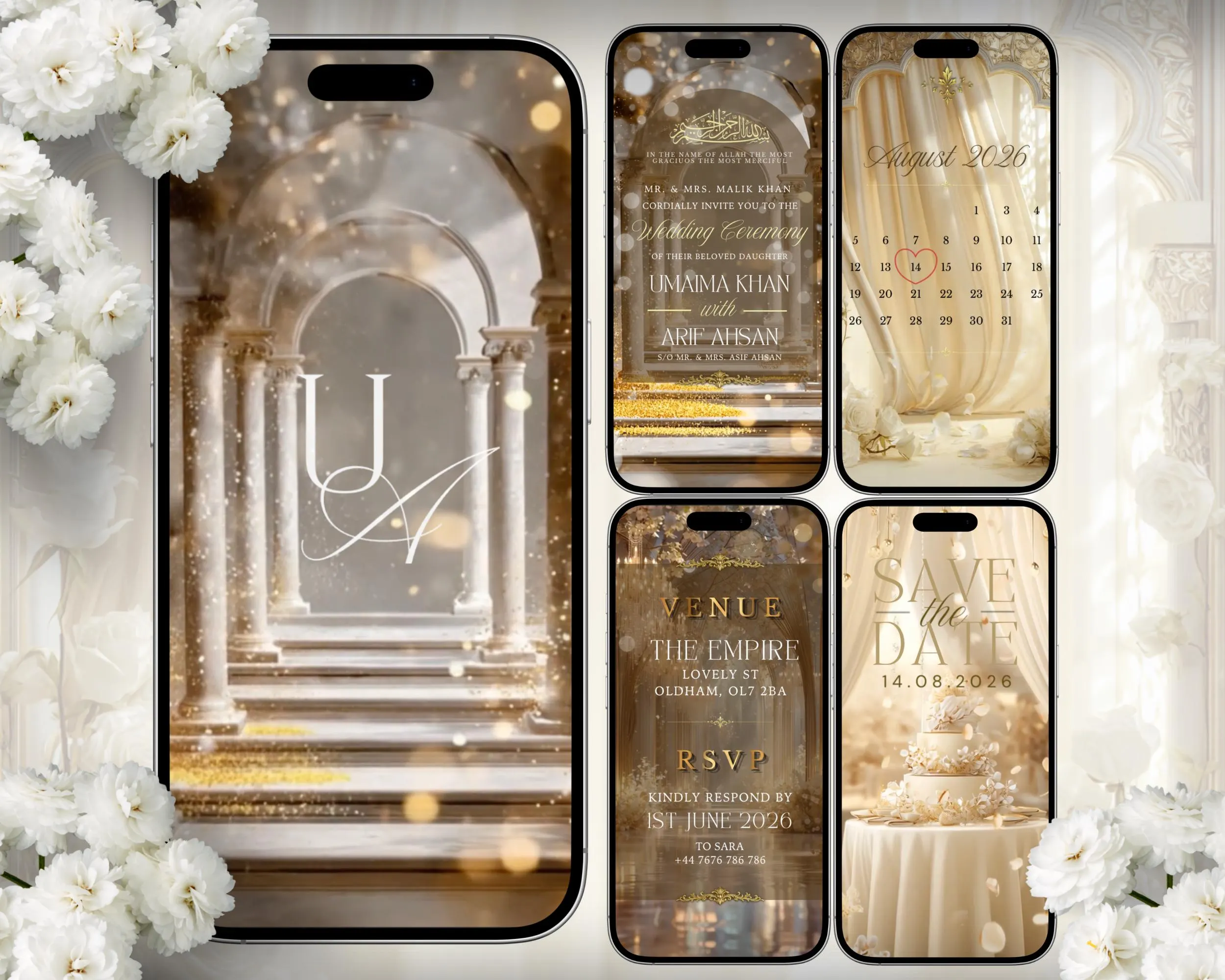 Editable Nikkah Invitation Video | Canva Islamic Wedding Mobile Template – Gold and Brown - image 5