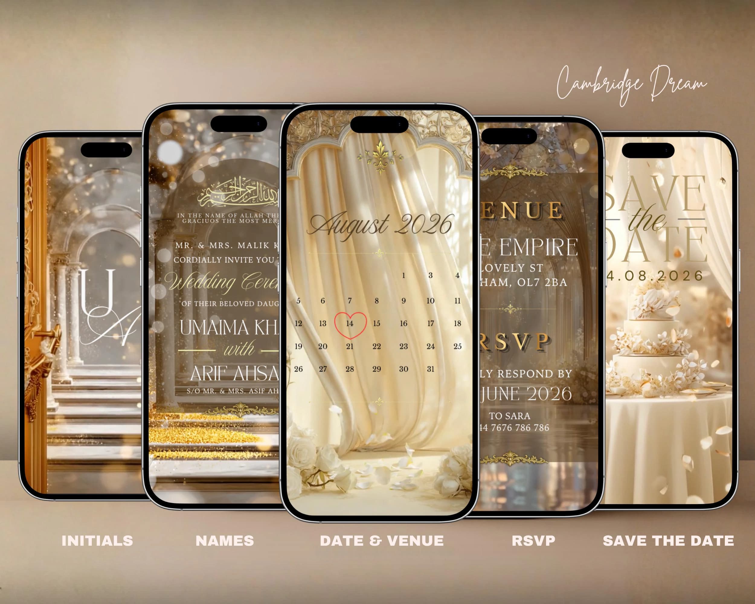 Editable Nikkah Invitation Video | Canva Islamic Wedding Mobile Template – Gold and Brown - image 2