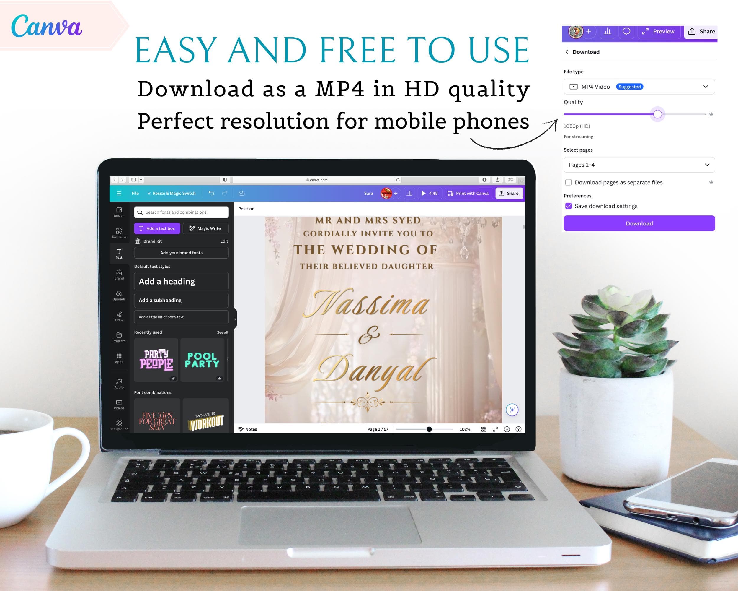 Pastel Rose Gold Editable Nikkah Invitation Video | Canva Islamic Wedding Mobile Template - image 3