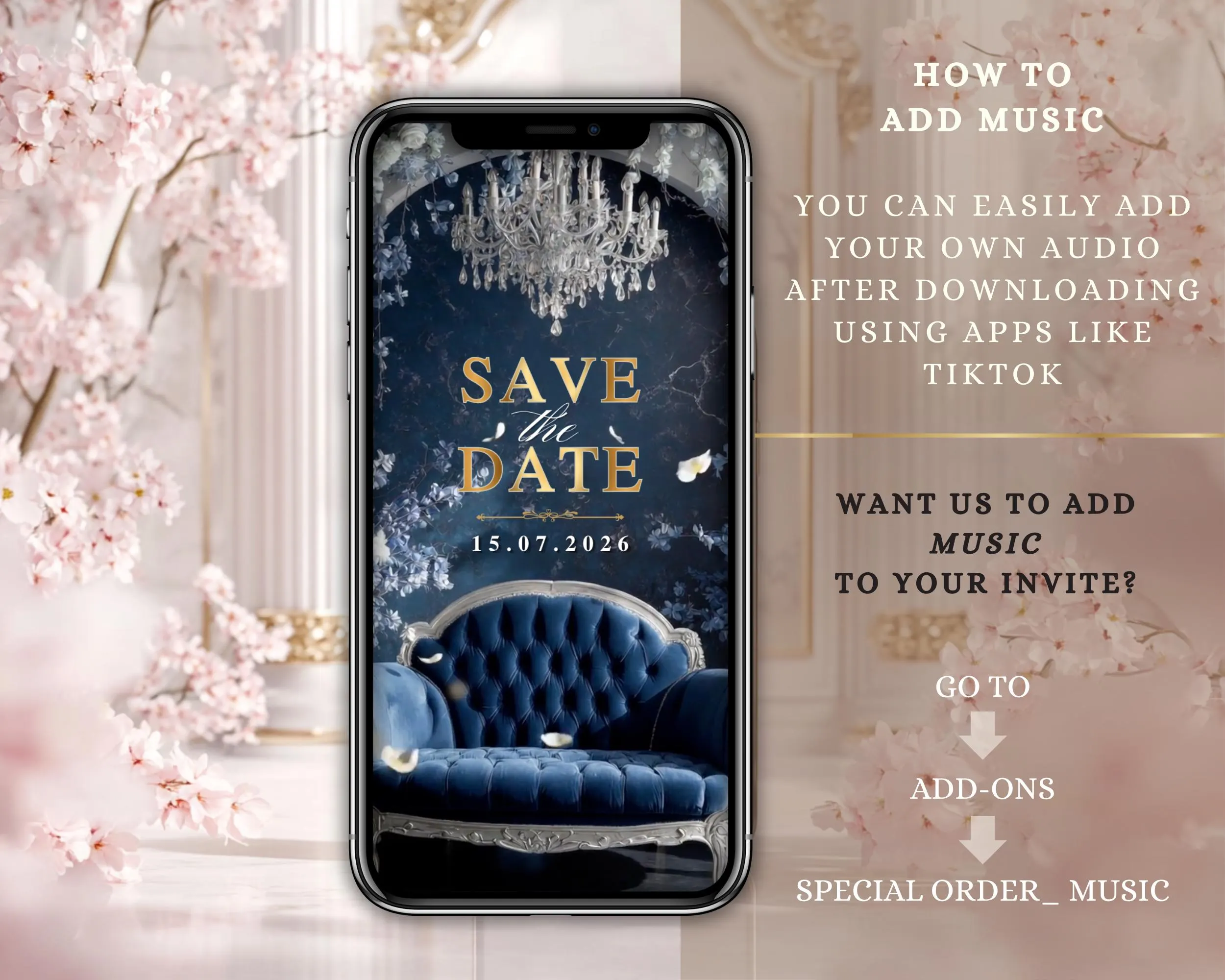 Navy Blue and White Walima/Nikkah Invitation Video | Elegant Islamic Wedding Editable Template - image 3