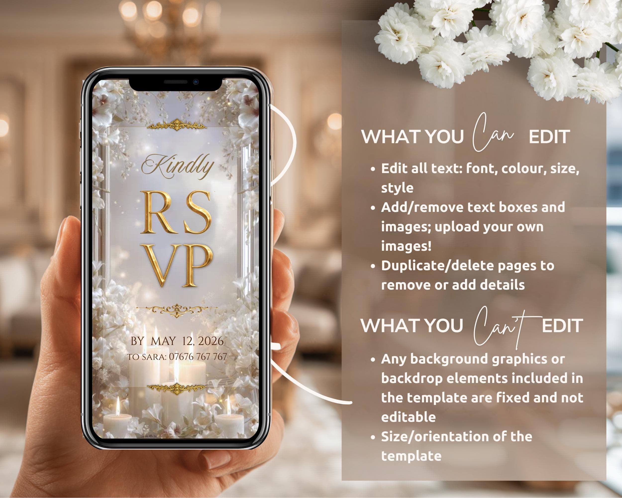 Luxury Editable Nikkah Video Invitation | White Royal Palace Islamic Wedding (Digital Download) - image 5