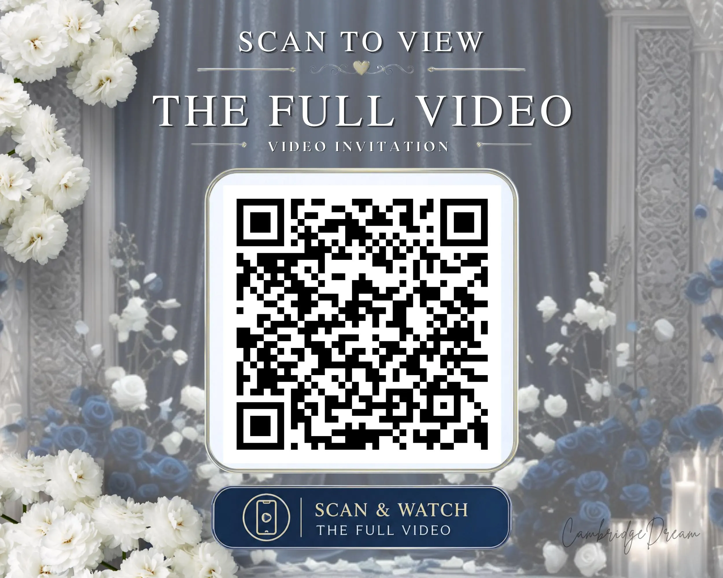 Navy Blue and White Walima/Nikkah Invitation Video | Elegant Islamic Wedding Editable Template - image 4