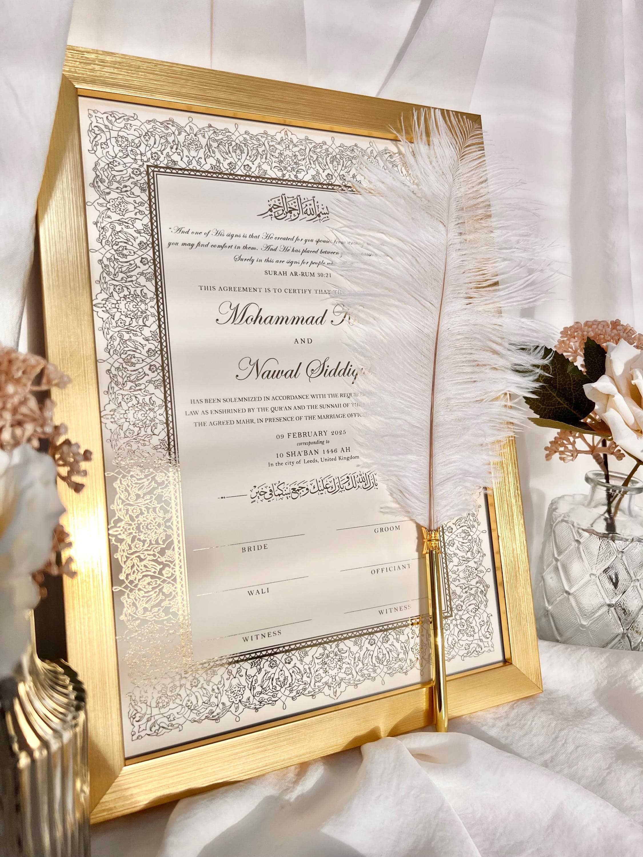 Luxury Gold Foil A4/A3 Nikkah Certificate: Islamic Wedding Contract