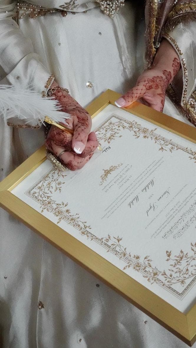 Floral Gold Nikkah Certificate: Islamic Wedding Contract (A3) - image 5