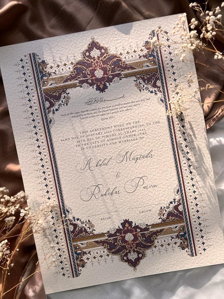 A4 nikkah certificate 11x17, modern nikkah designs, nikkah certificate with fingerprint, nikkah certificate thumbprint, custom nikah template, boxed nikkah, nikkah name in frame, nikkah name and frame, nikkah pen names, Islamic marriage contract