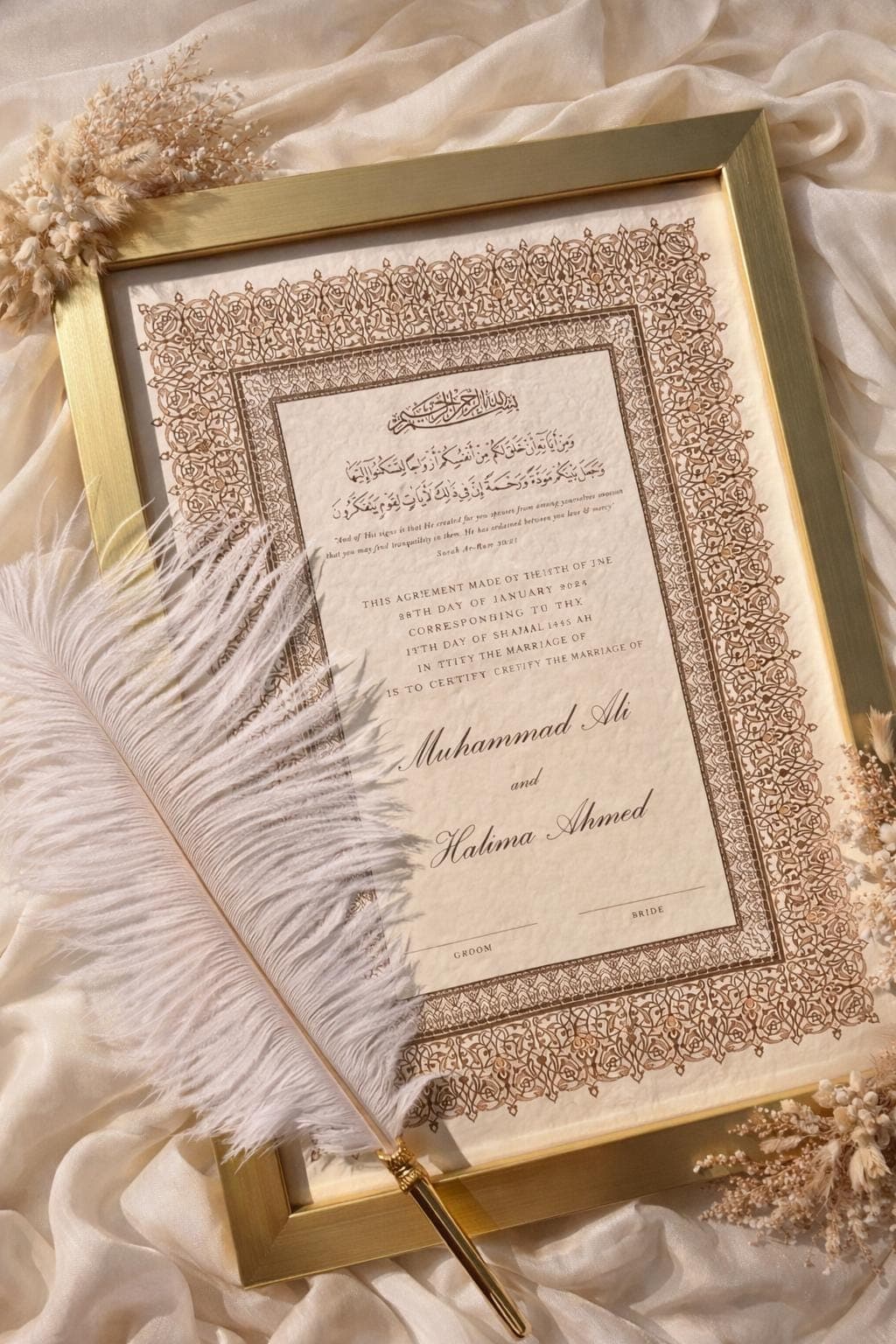 Luxury Gold Nikkah Certificate: Islamic Wedding Contract (A4) - image 4