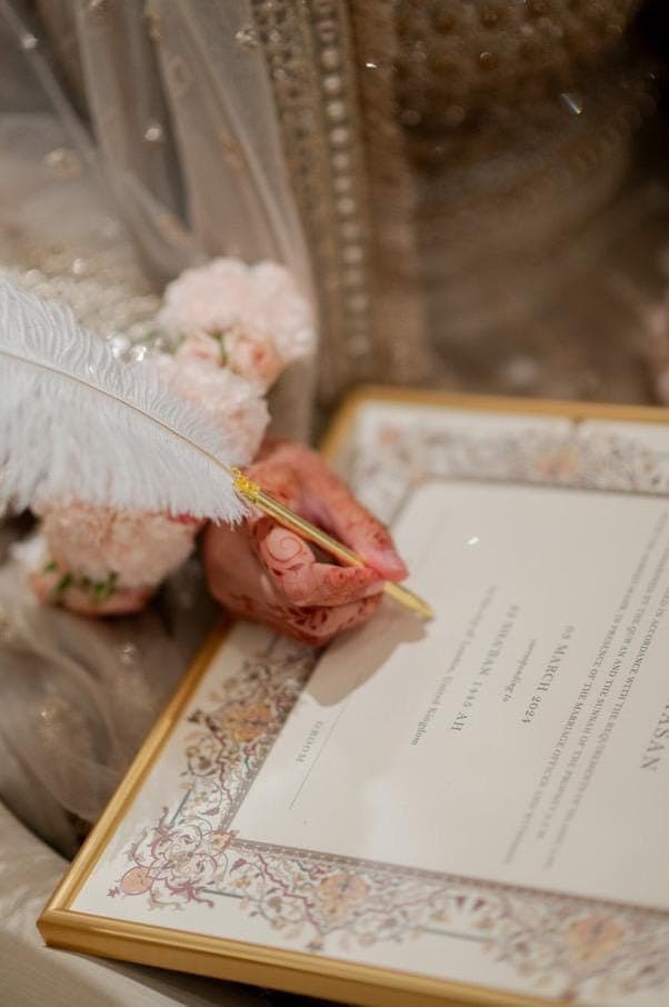 Luxury Nikkah Certificate: Gold Frame, Feather Pen, Islamic Wedding Contract (A4) - image 2